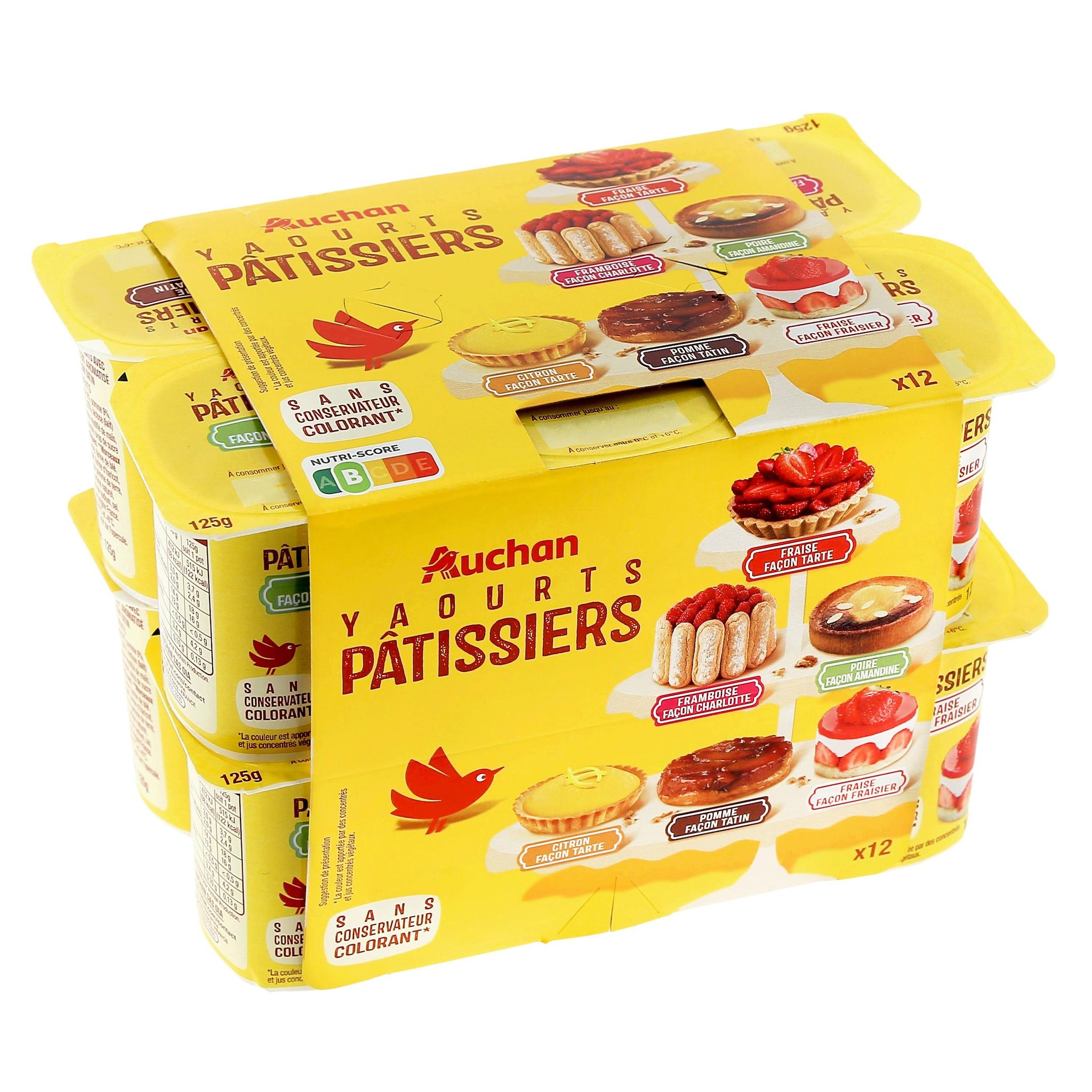 Voir la diapositive 5 : AUCHAN Yaourt pâtissier aux fruits panachés avec morceaux de biscuits 12x125g