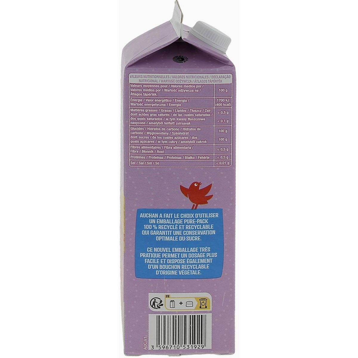 AUCHAN Sucre en poudre extra fin 750g