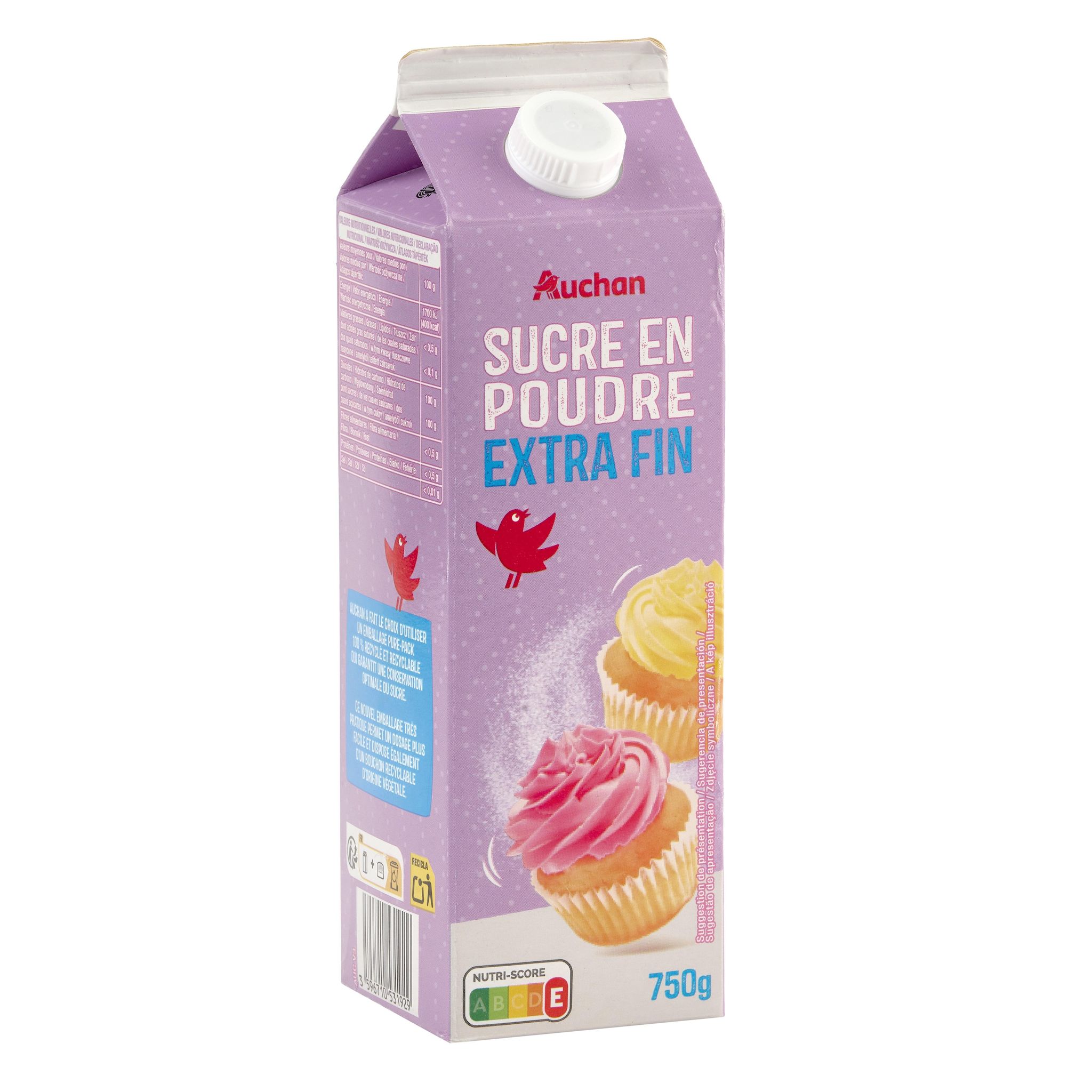 Voir la diapositive 5 : AUCHAN Sucre en poudre extra fin 750g
