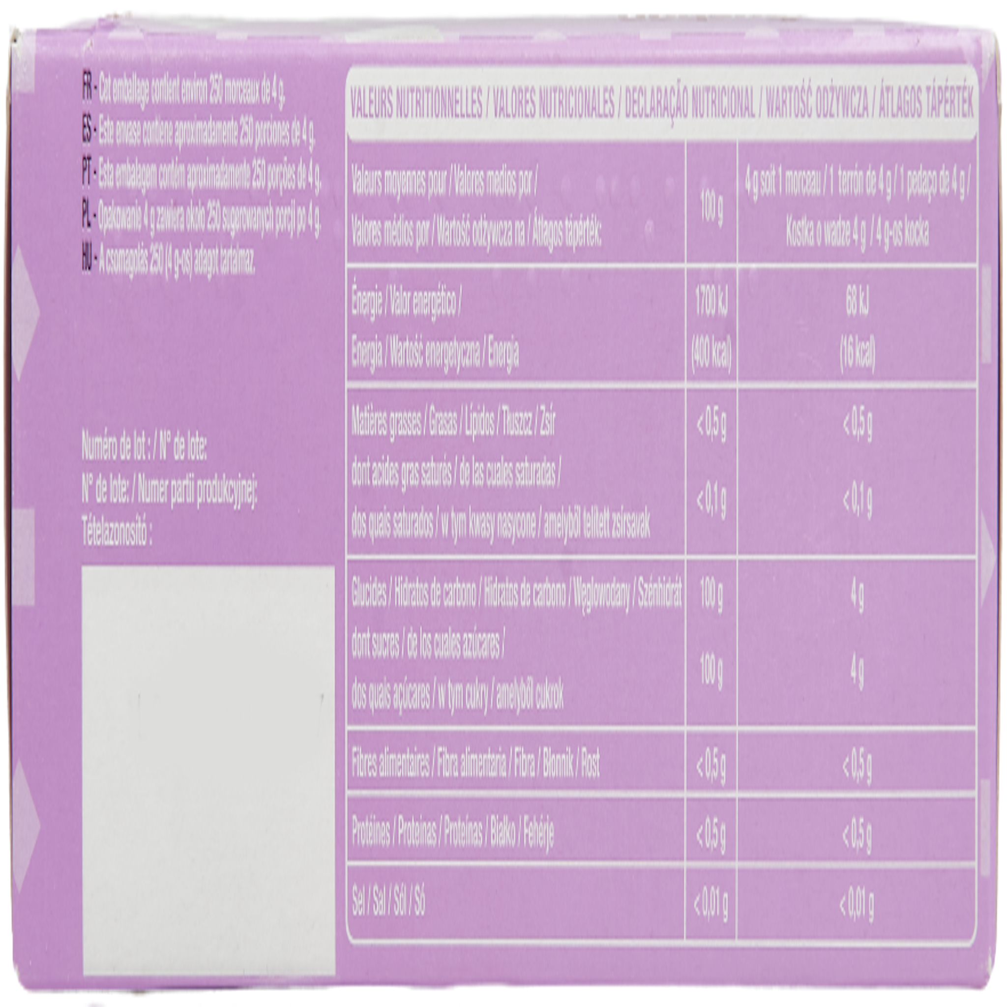 Voir la diapositive 2 : AUCHAN Sucre blanc en demi morceaux 1kg