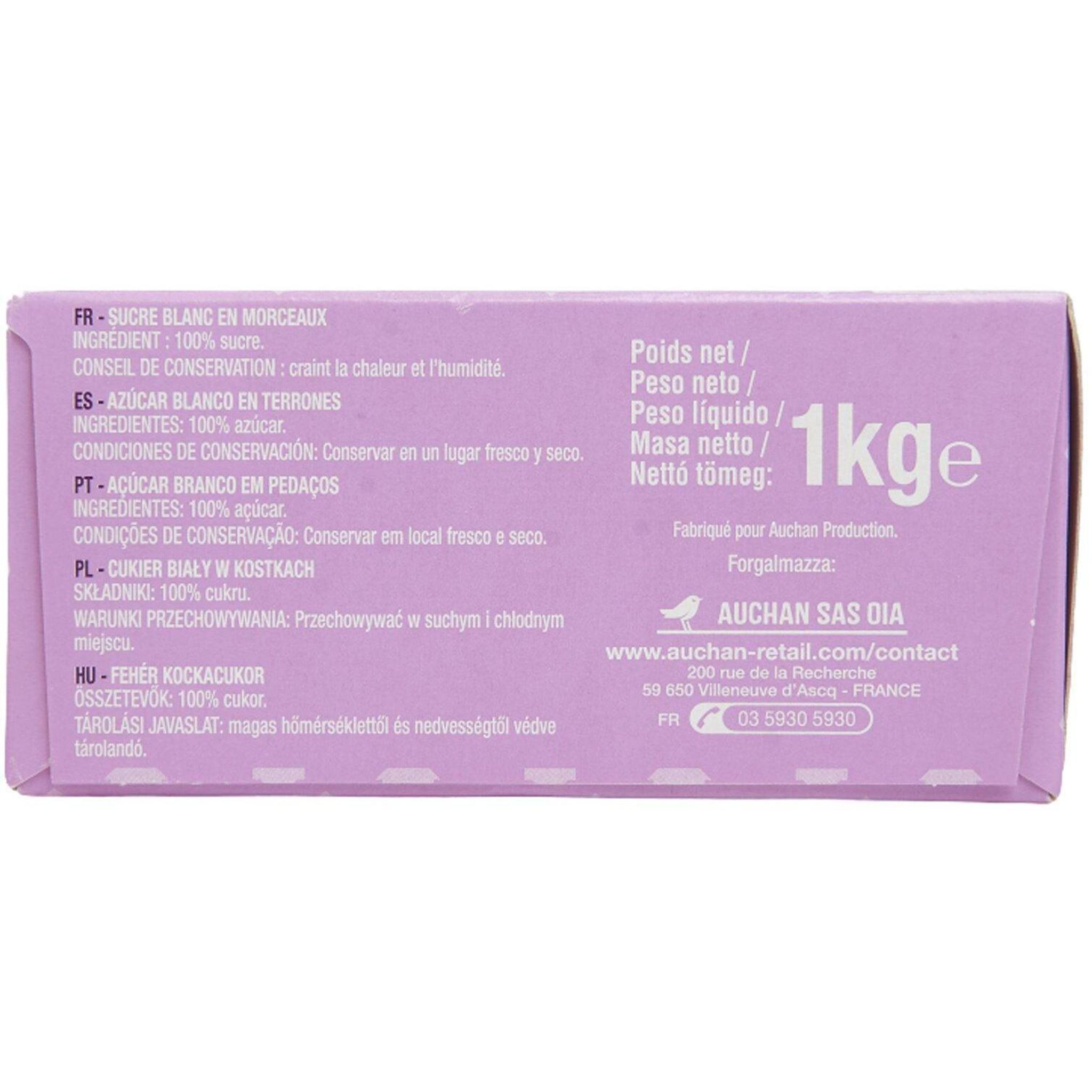 Voir la diapositive 3 : AUCHAN Sucre blanc en demi morceaux 1kg