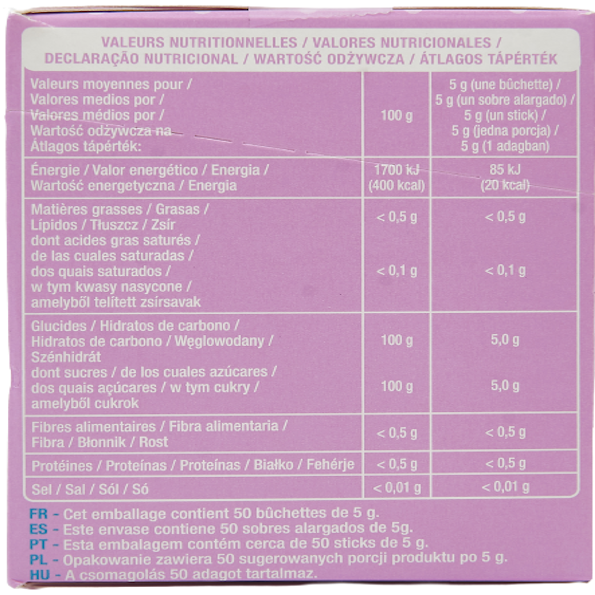 Voir la diapositive 3 : AUCHAN Sucre en poudre en bûchettes 250g