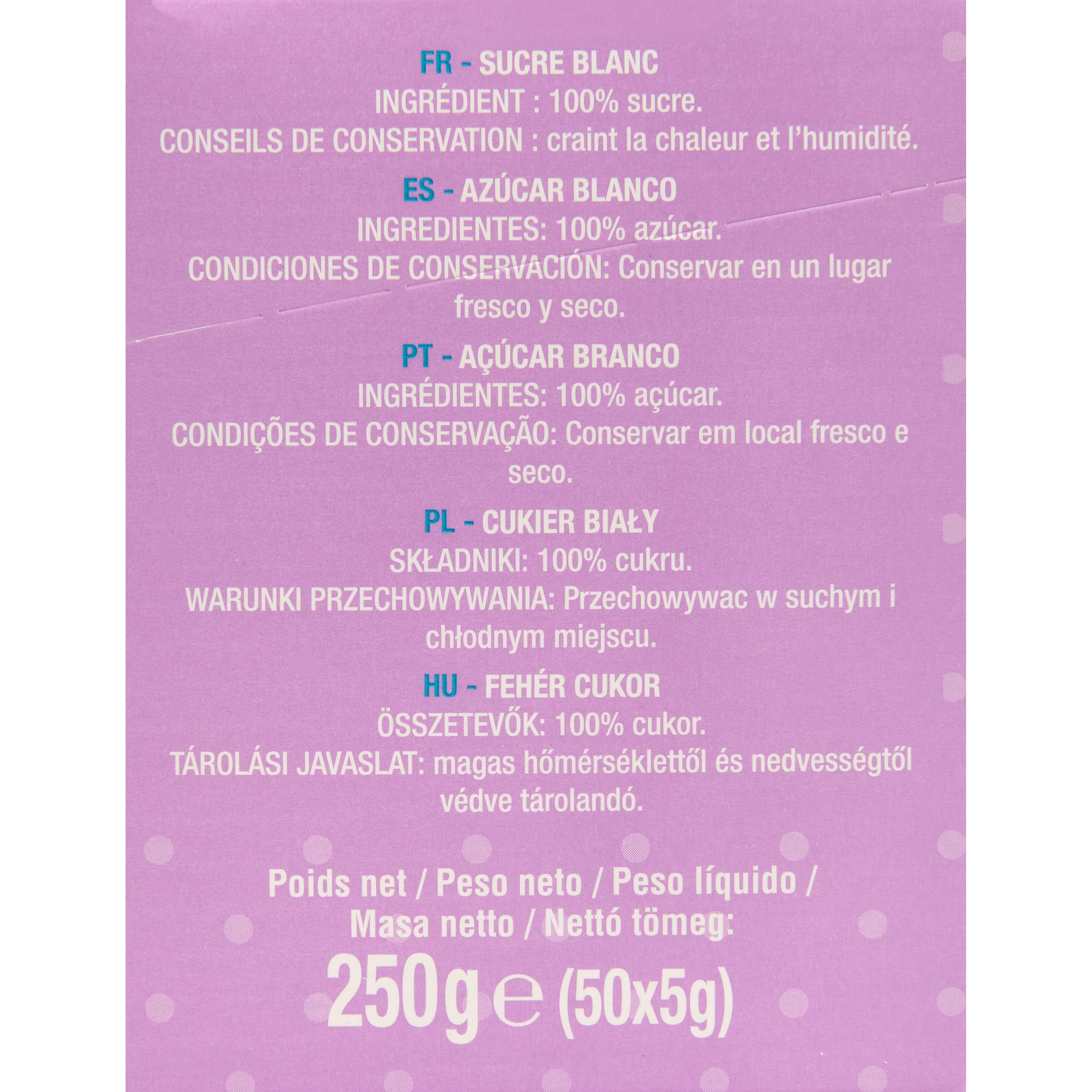 Voir la diapositive 4 : AUCHAN Sucre en poudre en bûchettes 250g