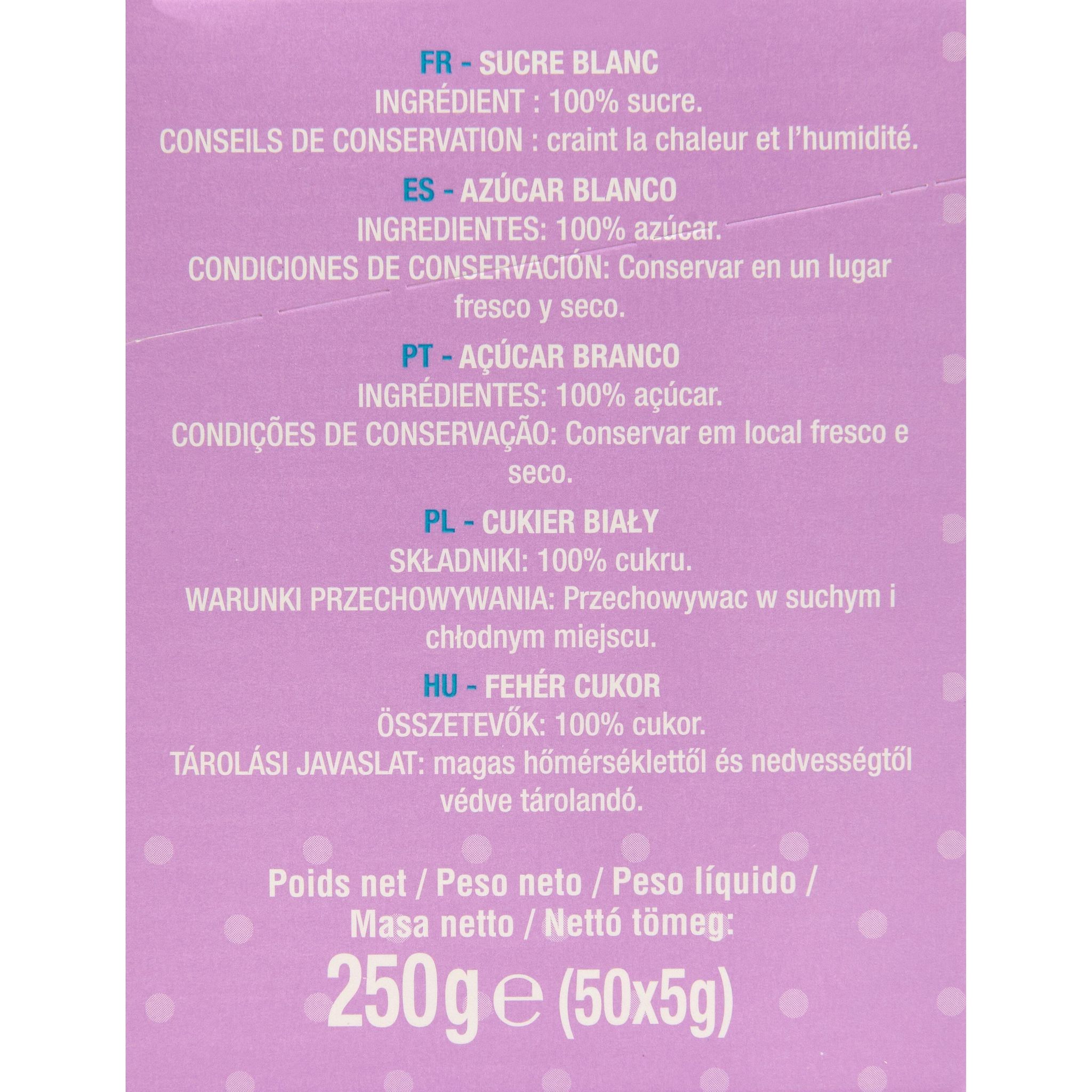 Voir la diapositive 5 : AUCHAN Sucre en poudre en bûchettes 250g