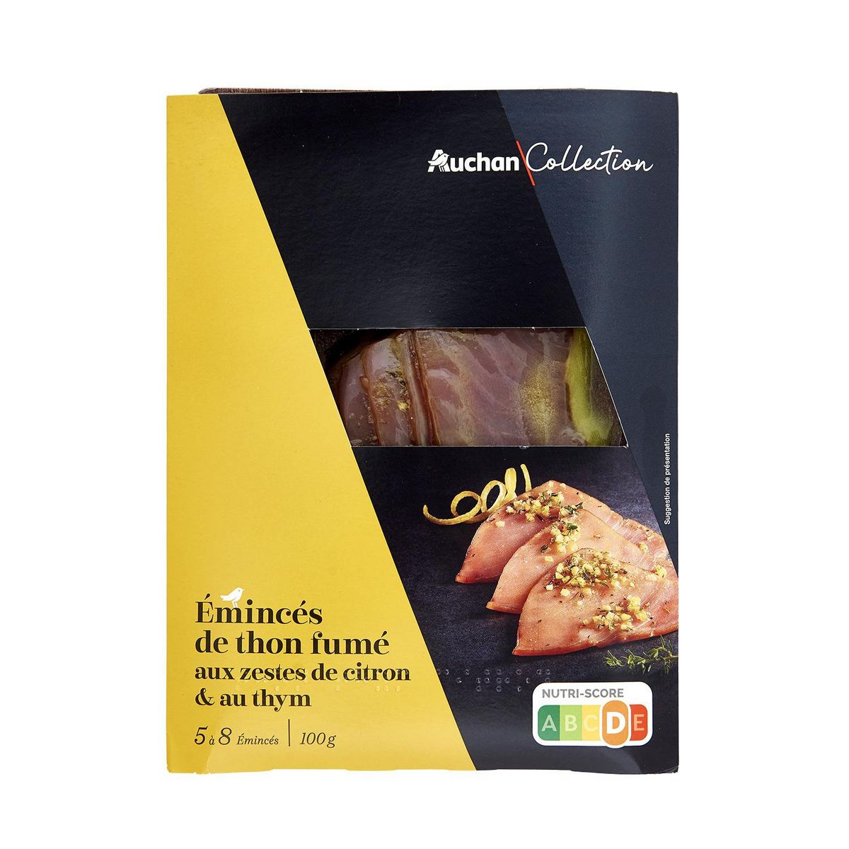 AUCHAN COLLECTION Emincés de thon fumé aux zestes de citron et au thym 5 à 8 émincés 100g