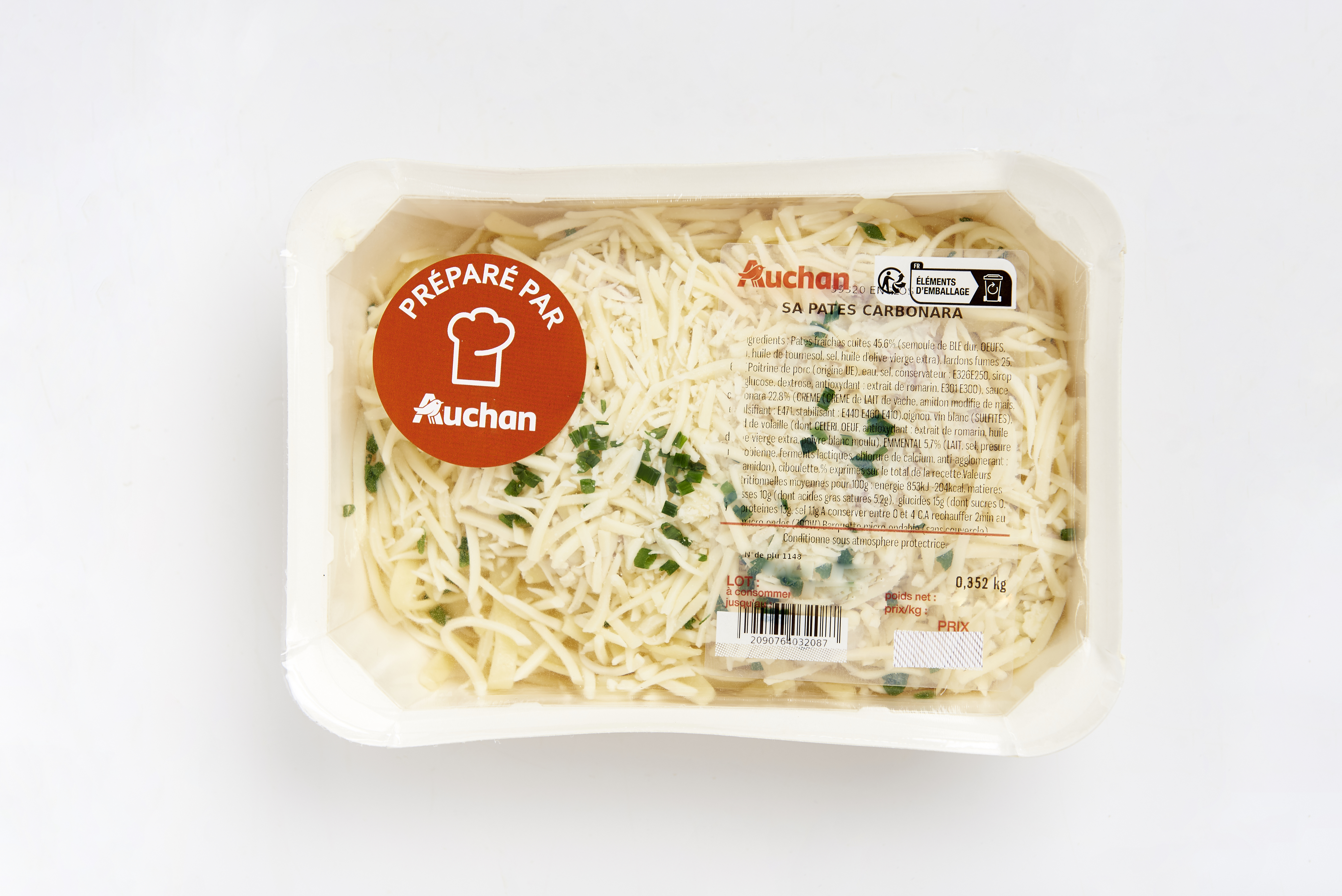 Voir la diapositive 2 : MON TRAITEUR Pâtes carbonara 1 part 300g