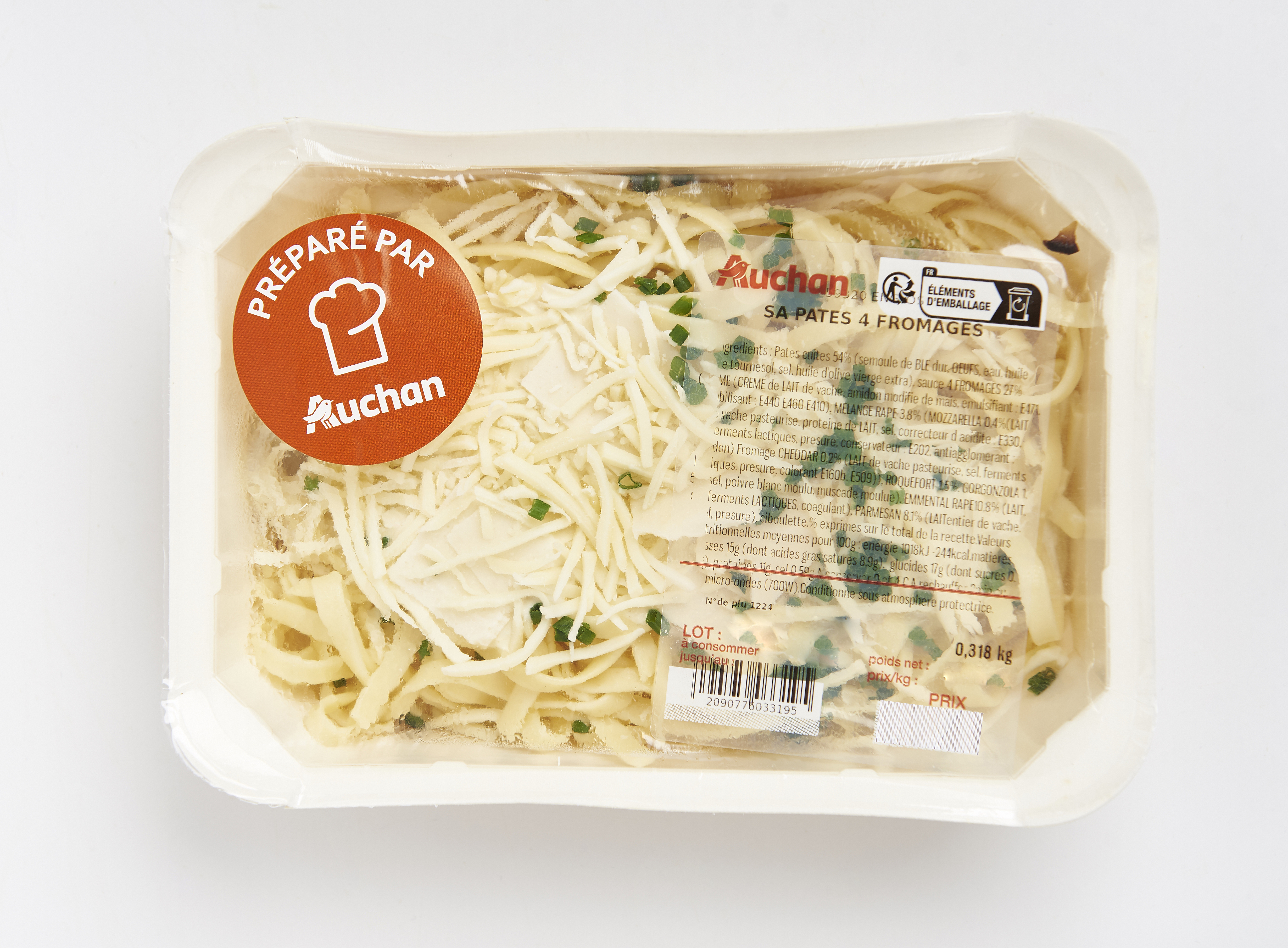 Voir la diapositive 2 : MON TRAITEUR Pâtes 4 fromages 1 part 300g