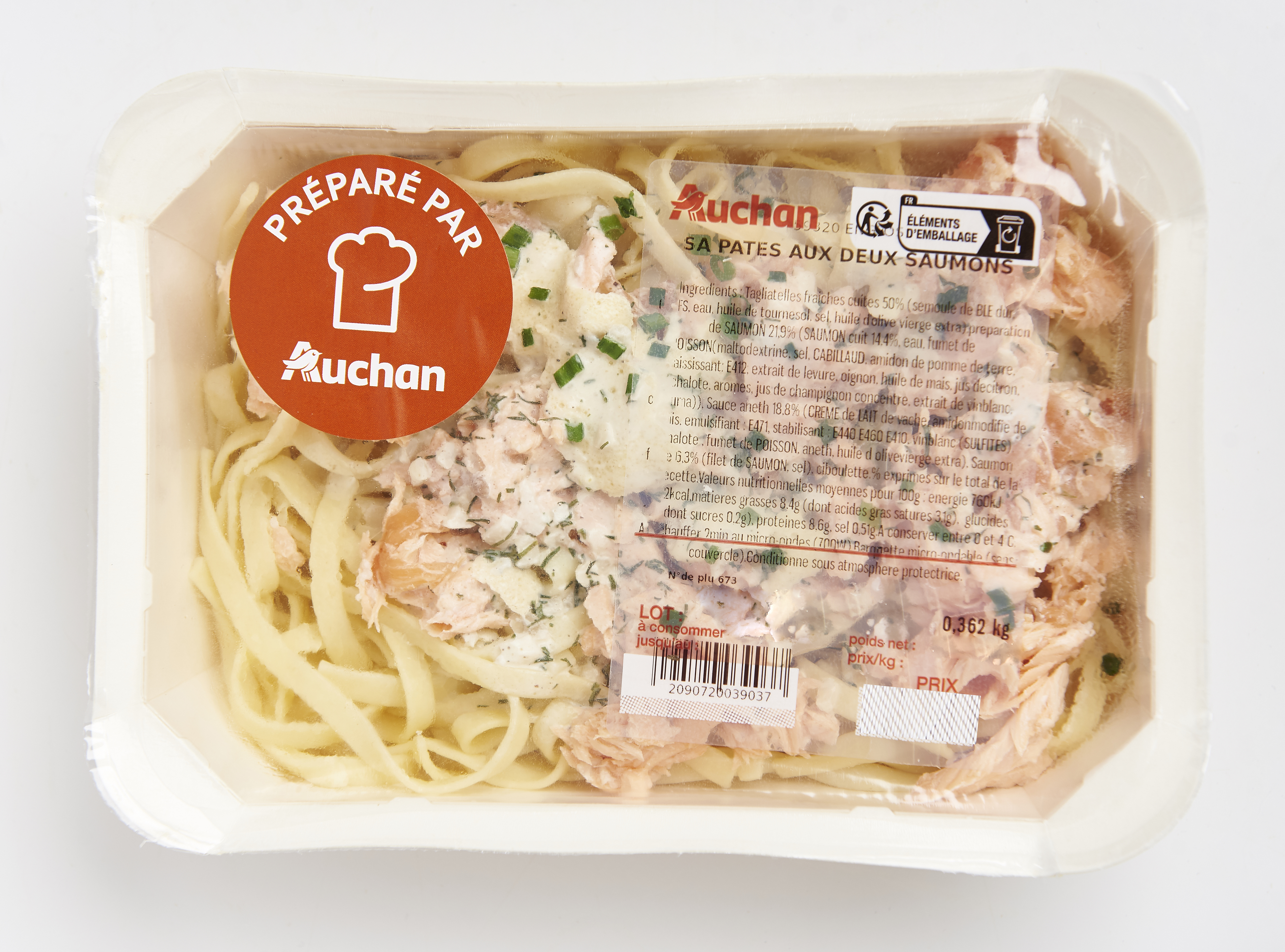 Voir la diapositive 2 : MON TRAITEUR Pâtes aux deux saumons  1 part 300g