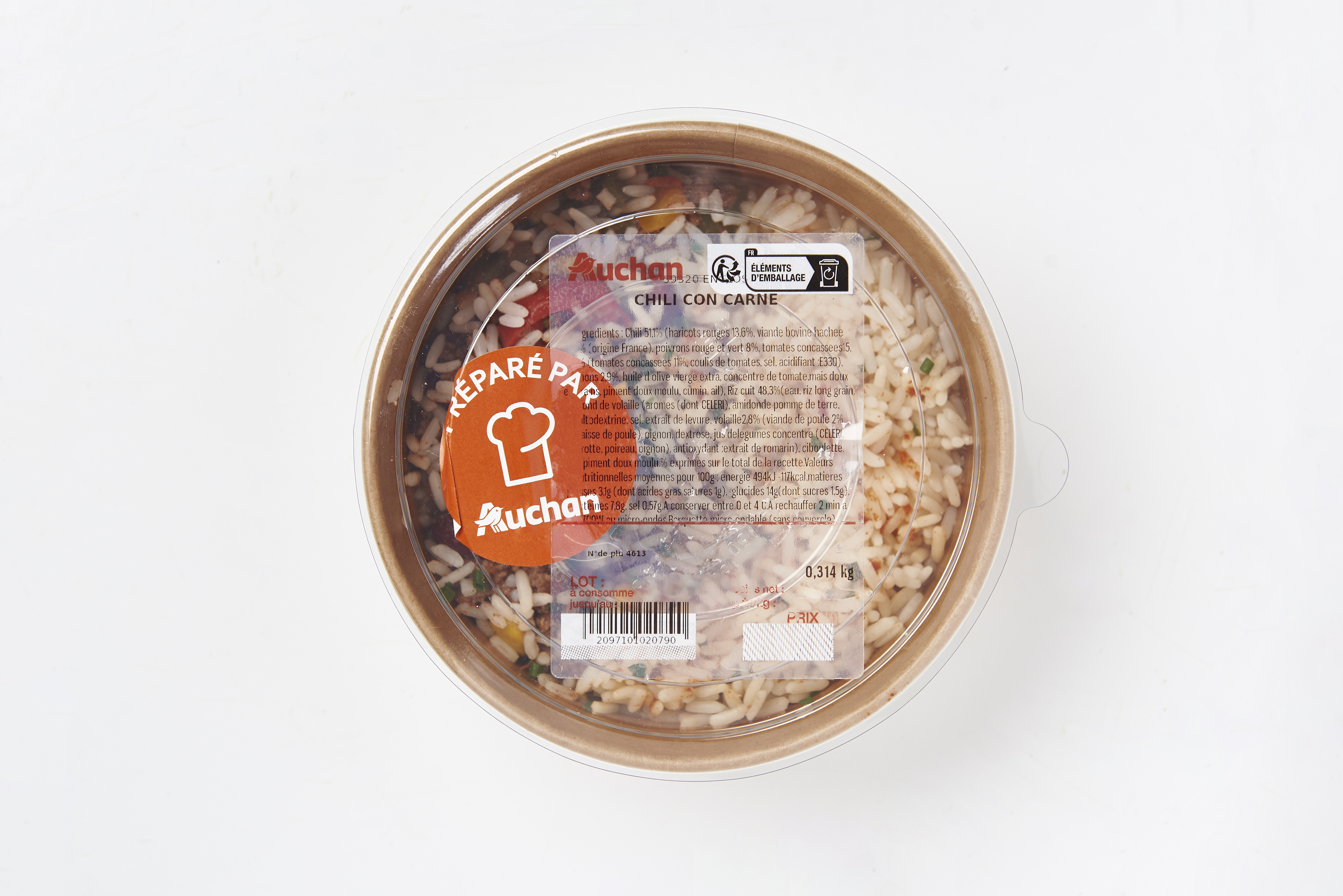 Voir la diapositive 2 : MON TRAITEUR Chili con carne et riz 1 part 350g