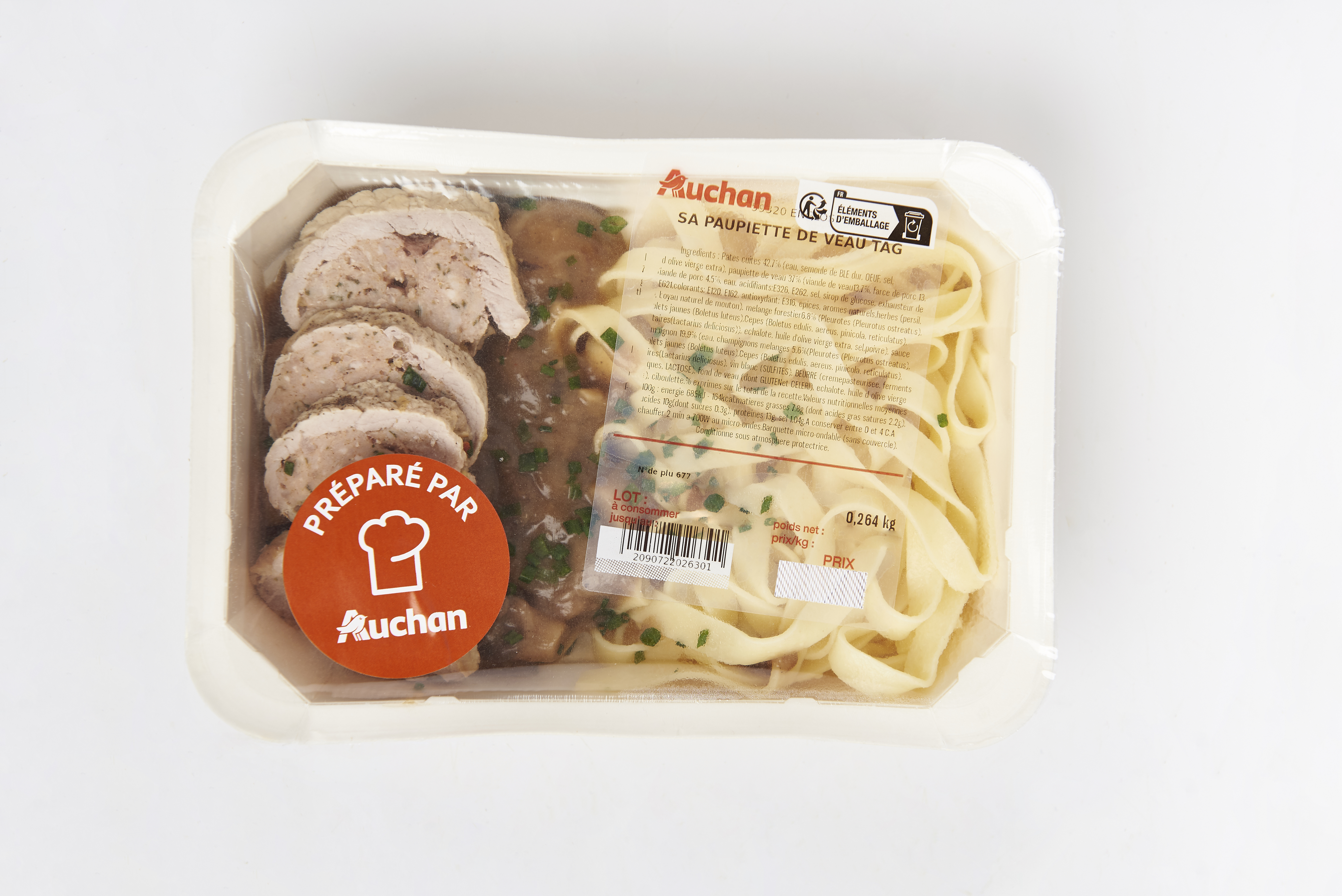 Voir la diapositive 2 : MON TRAITEUR Paupiette de veau et pâtes 1 part 350g