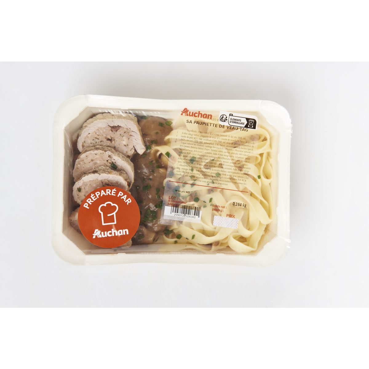 MON TRAITEUR Paupiette de veau et pâtes 1 part 350g