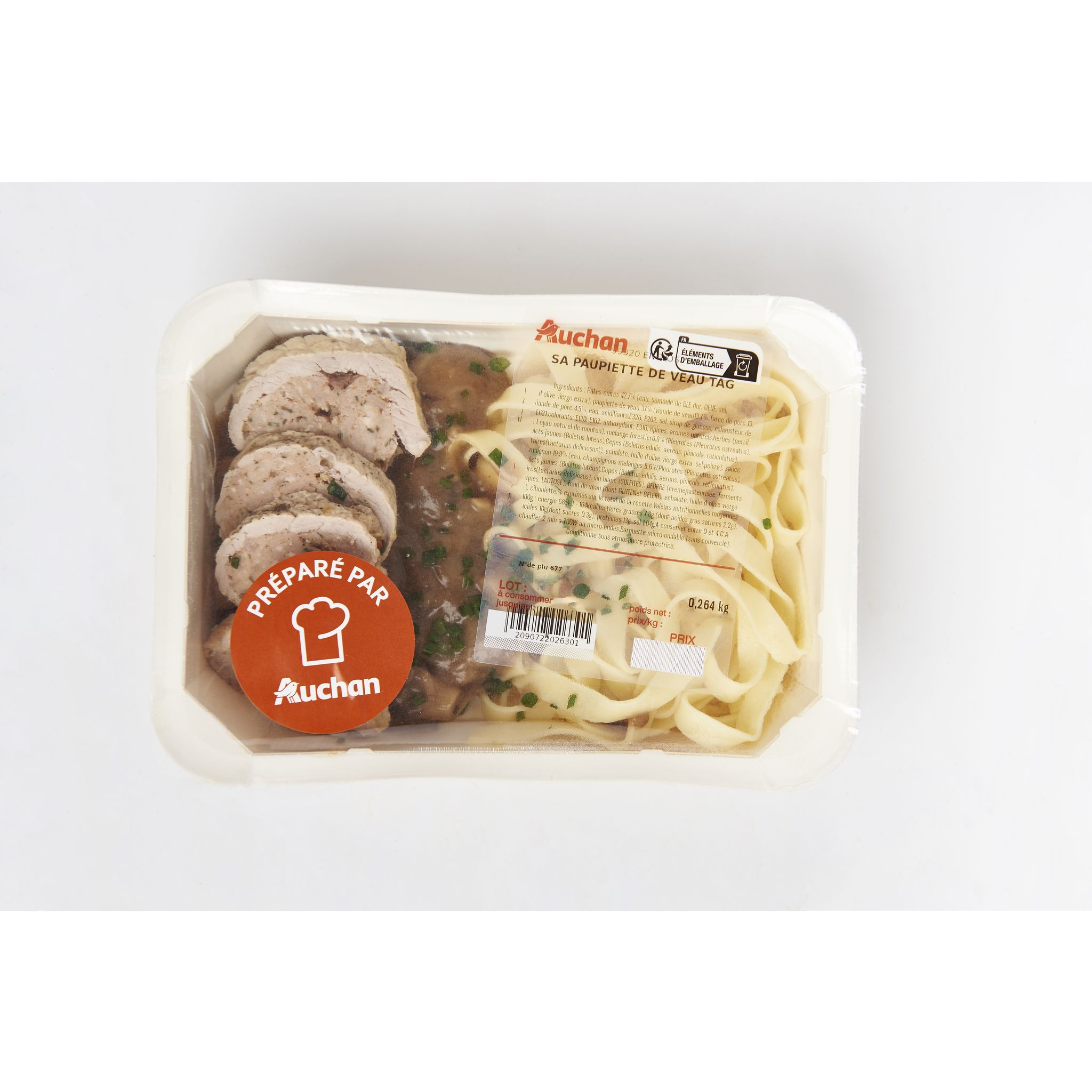 Voir la diapositive 2 : MON TRAITEUR Paupiette de veau et pâtes 1 part 350g