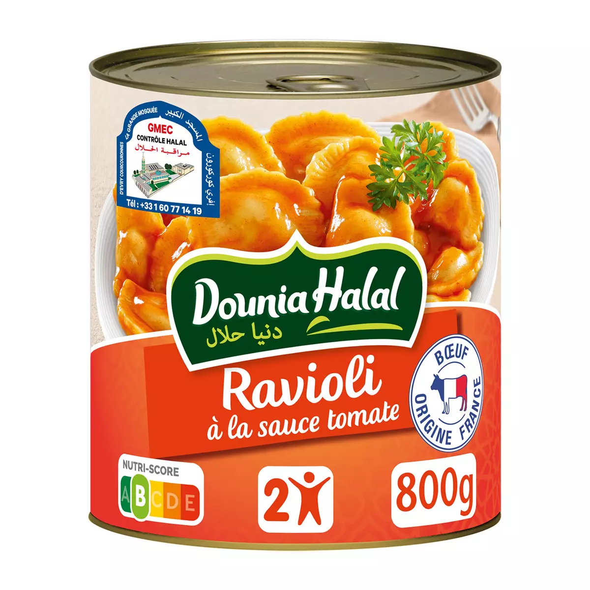 DOUNIA HALAL Ravioli halal à la sauce tomate en conserve 800g