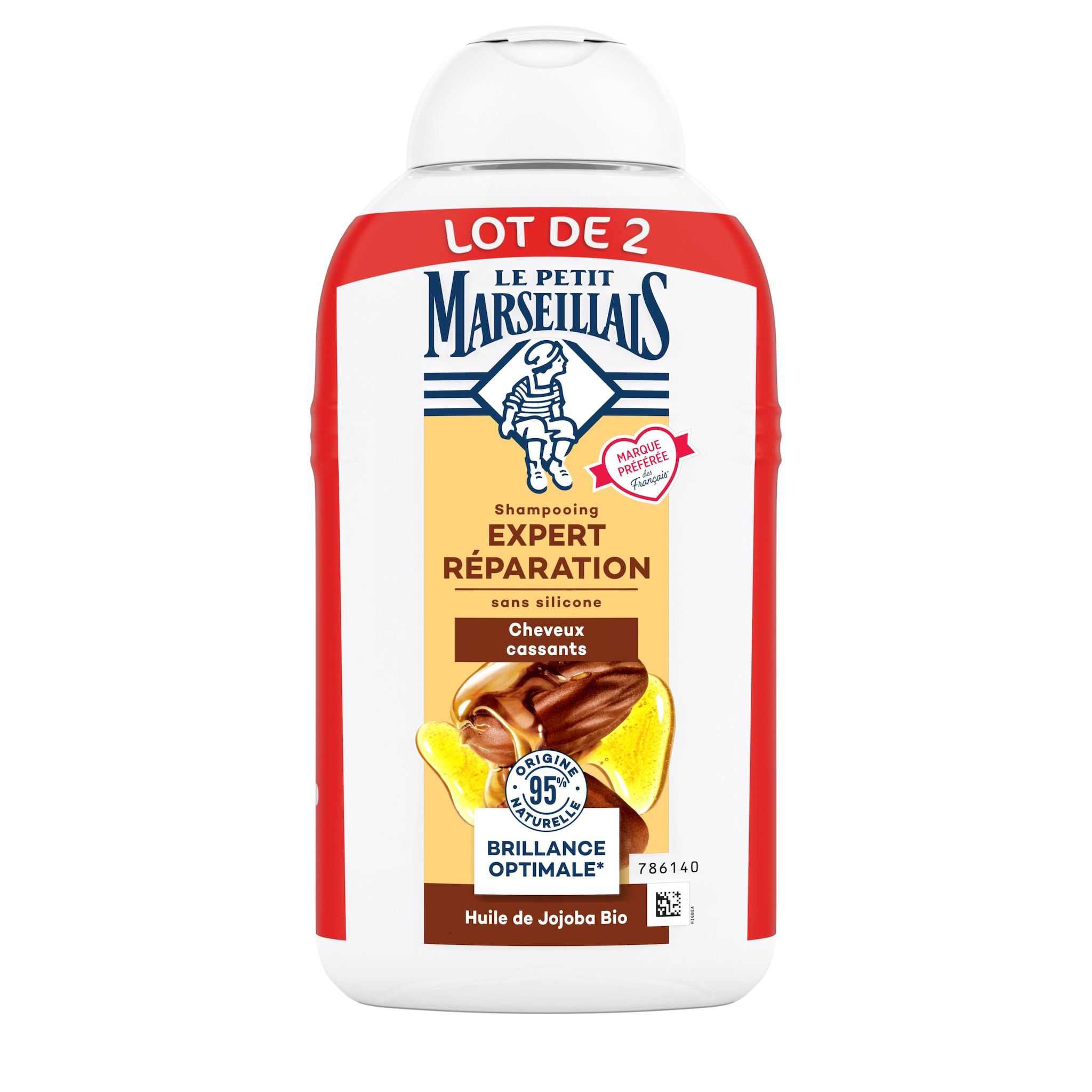LE PETIT MARSEILLAIS Shampoing Expert réparation à l'huile de jojoba bio cheveux cassants 2x250ml