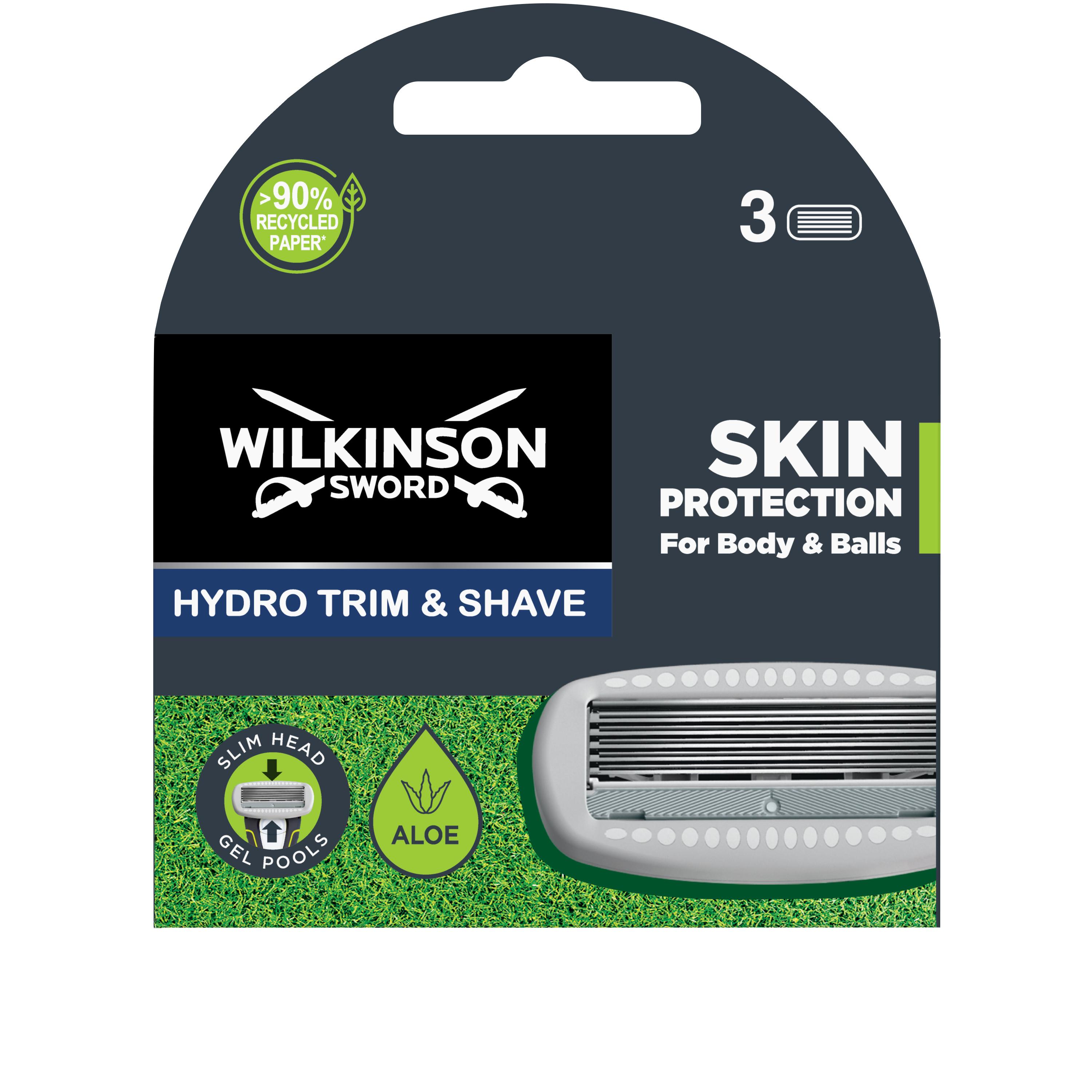 Voir la diapositive 2 : WILKINSON Hydro trim and shave recharge lame rasoir 3 recharges