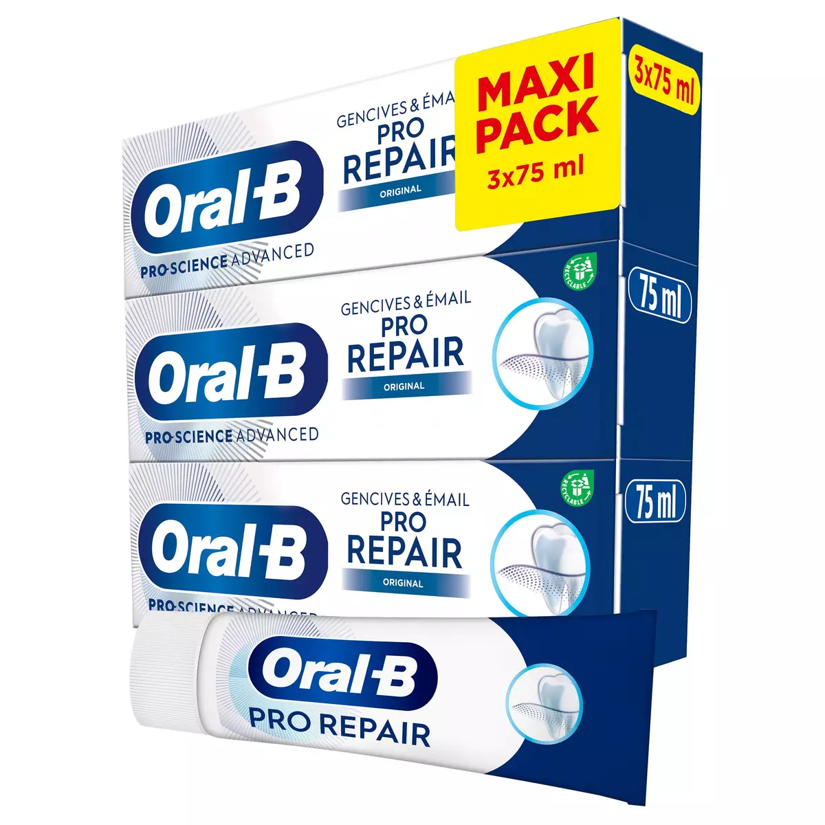 ORAL-B Dentifrice pro réparation gencives & email original 3x75ml