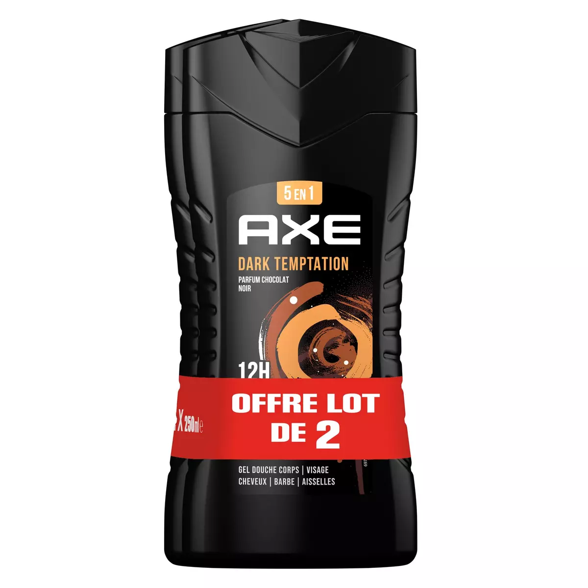 AXE Gel douche 5 en 1 dark temptation parfum chocolat noir 2x250ml