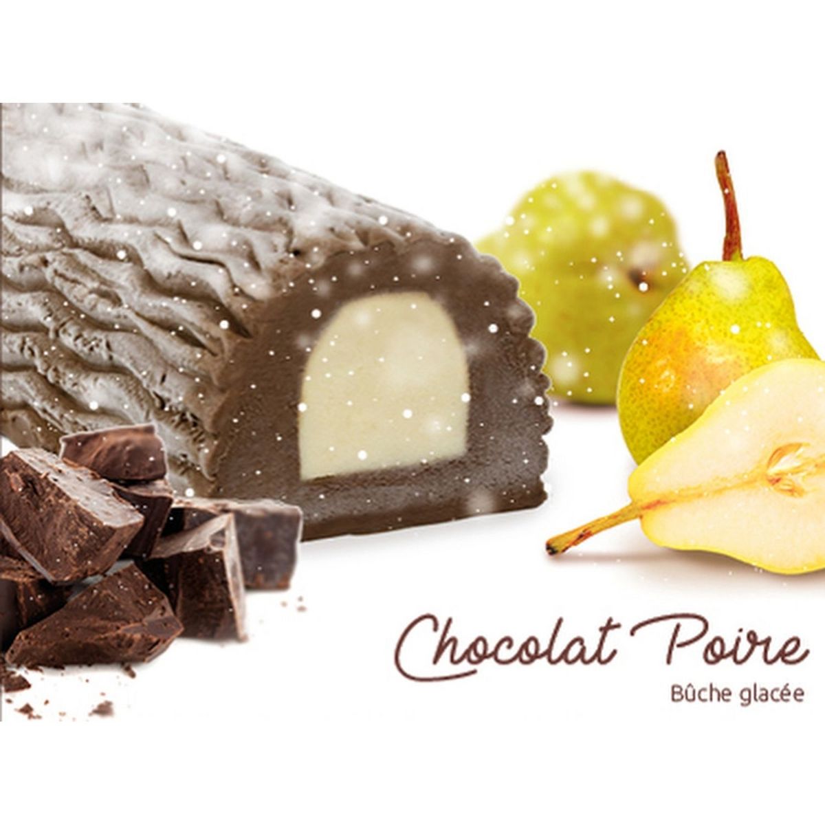 LES GLACES DE L'ARDECHE Bûche glacée sorbet poire et glace chocolat 9/10 parts 600g
