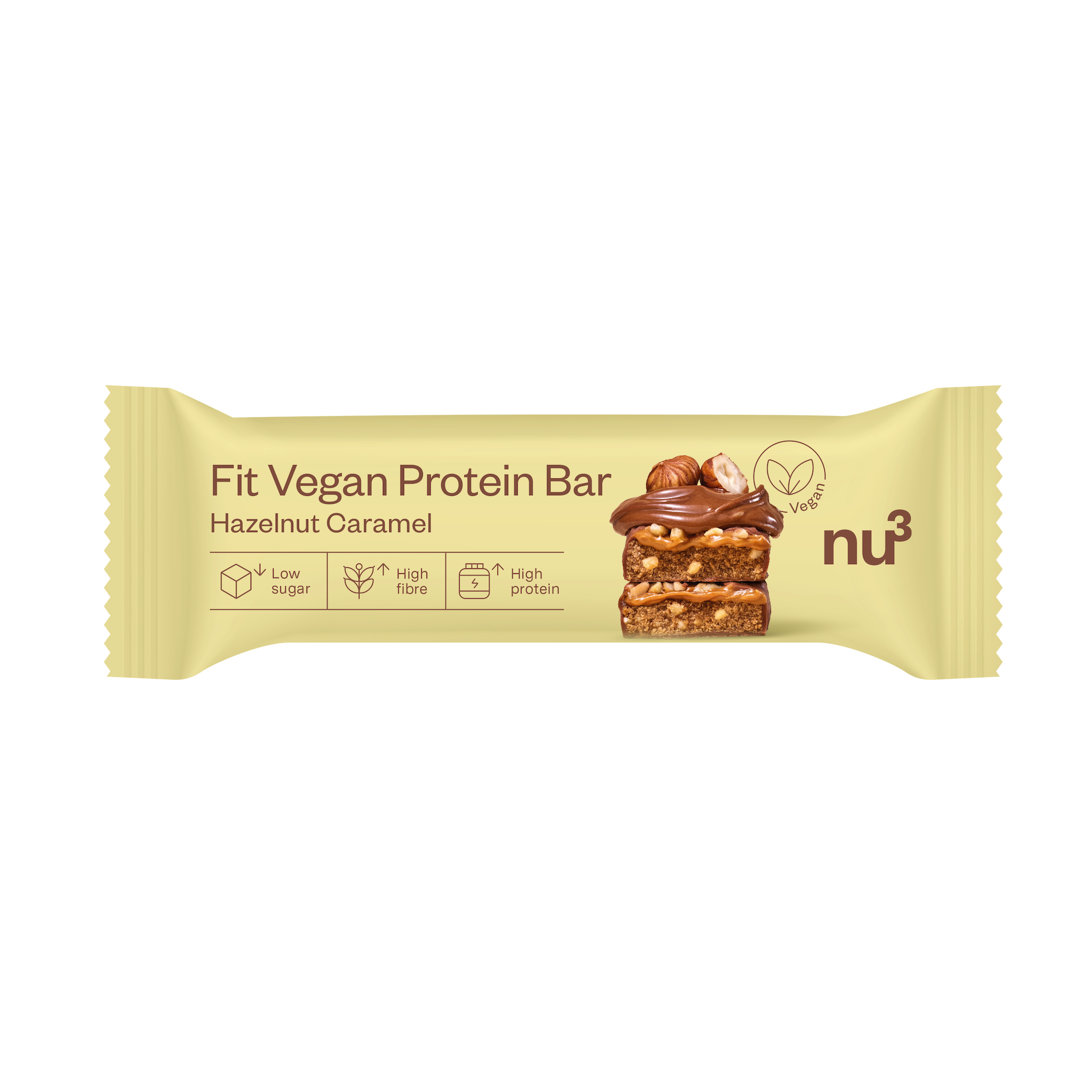 NU3 Barre protéinée noisettes caramel vegan 50g