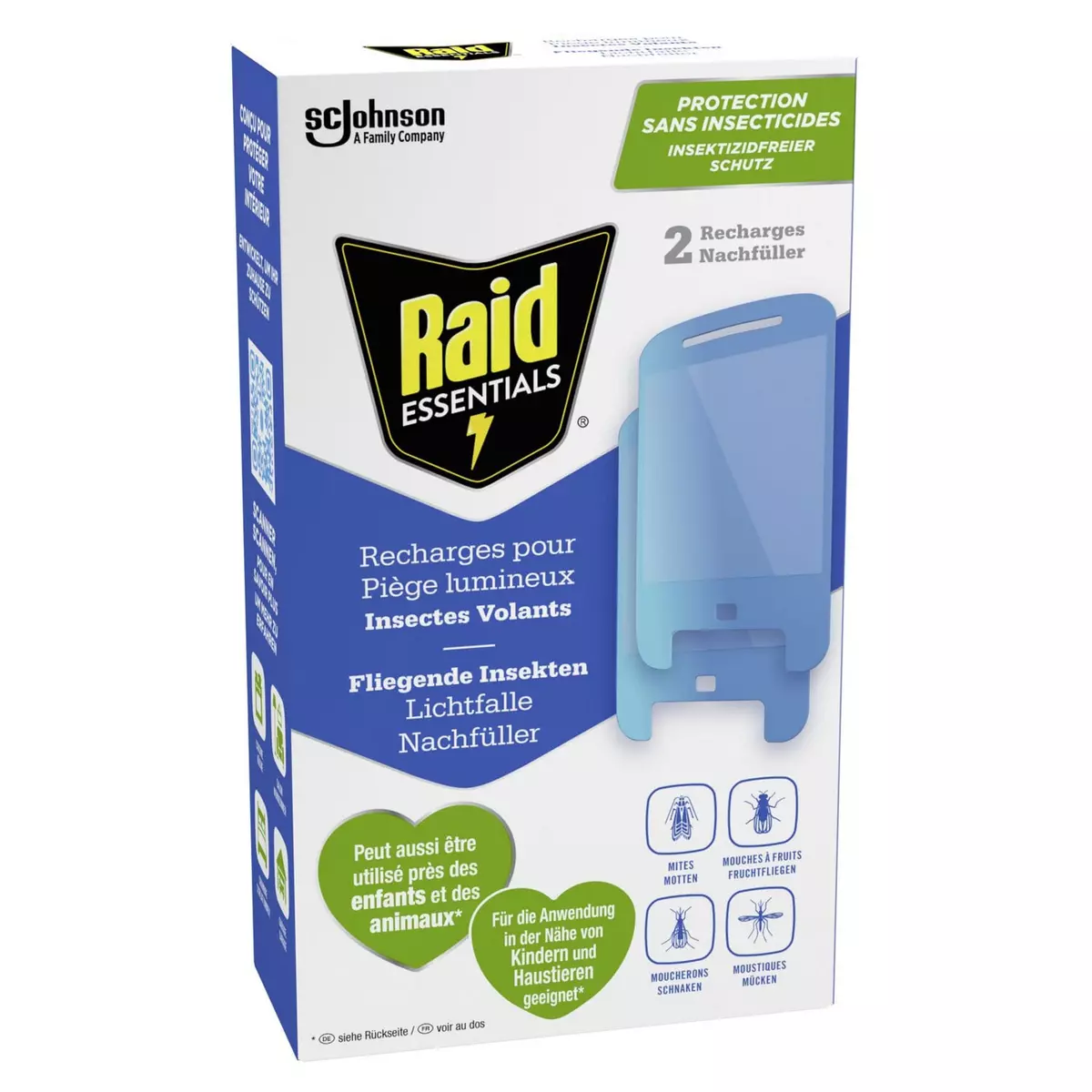 RAID Essentials Recharge pour piège lumineux contre les insectes volants 2 recharges