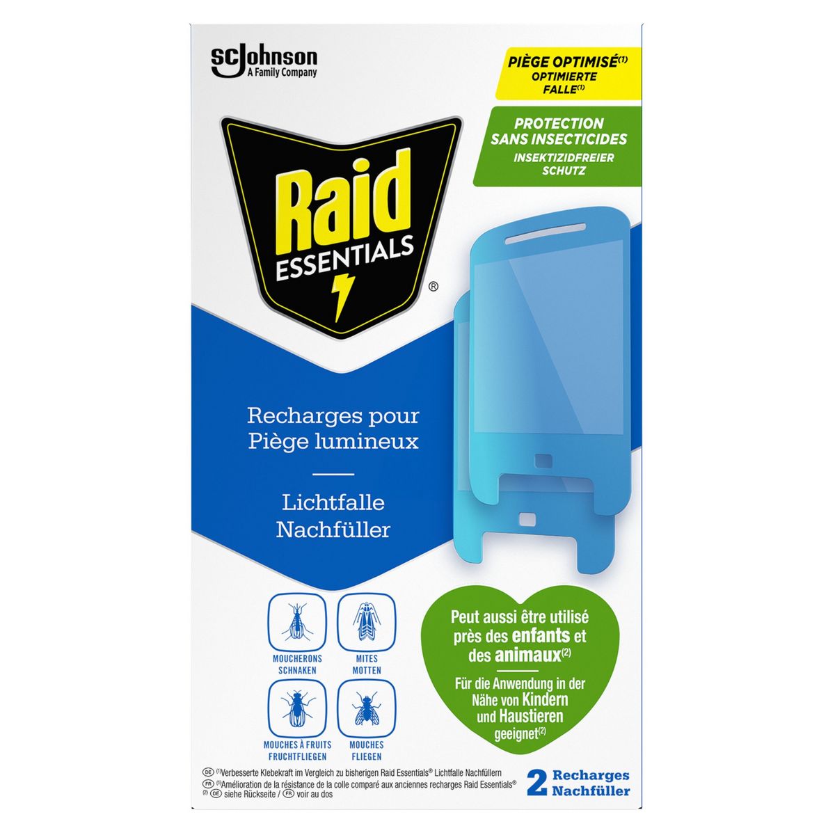 RAID Essentials recharge pour piège lumineux anti-insectes 2 recharges