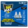 RAID Max Recharge liquide pour diffuseur électrique contre les moustiques et les moustiques tigres sans parfum 2x60 nuits 2 recharges