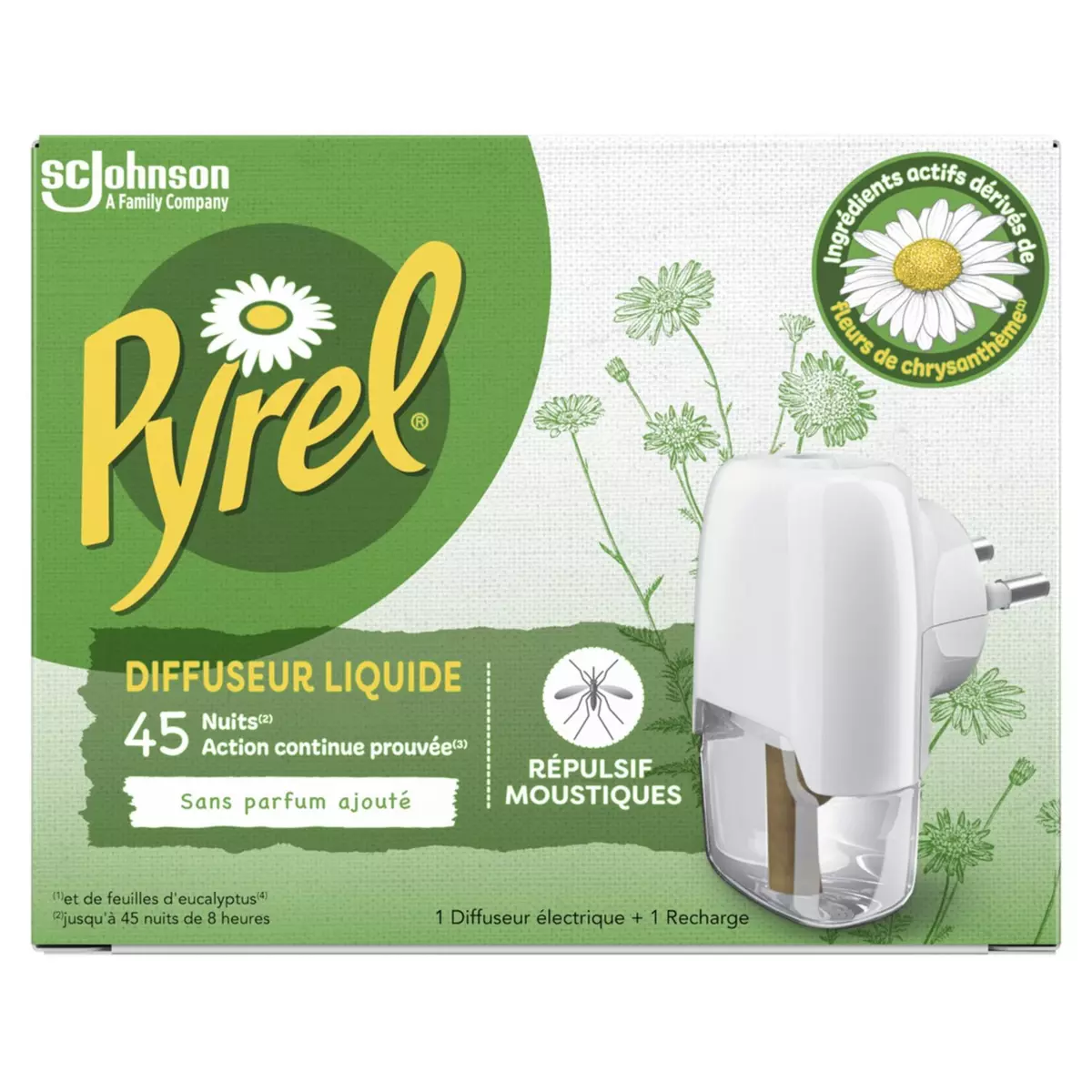 PYREL Diffuseur électrique liquide répulsif moustiques 1 diffuseur + 1 recharge