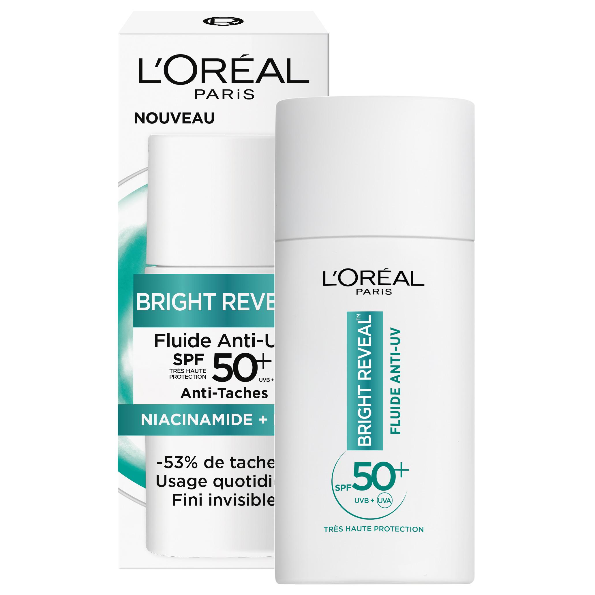 Voir la diapositive 2 : L'OREAL Bright Reveal Fluide anti-UV SPF50+ 50ml