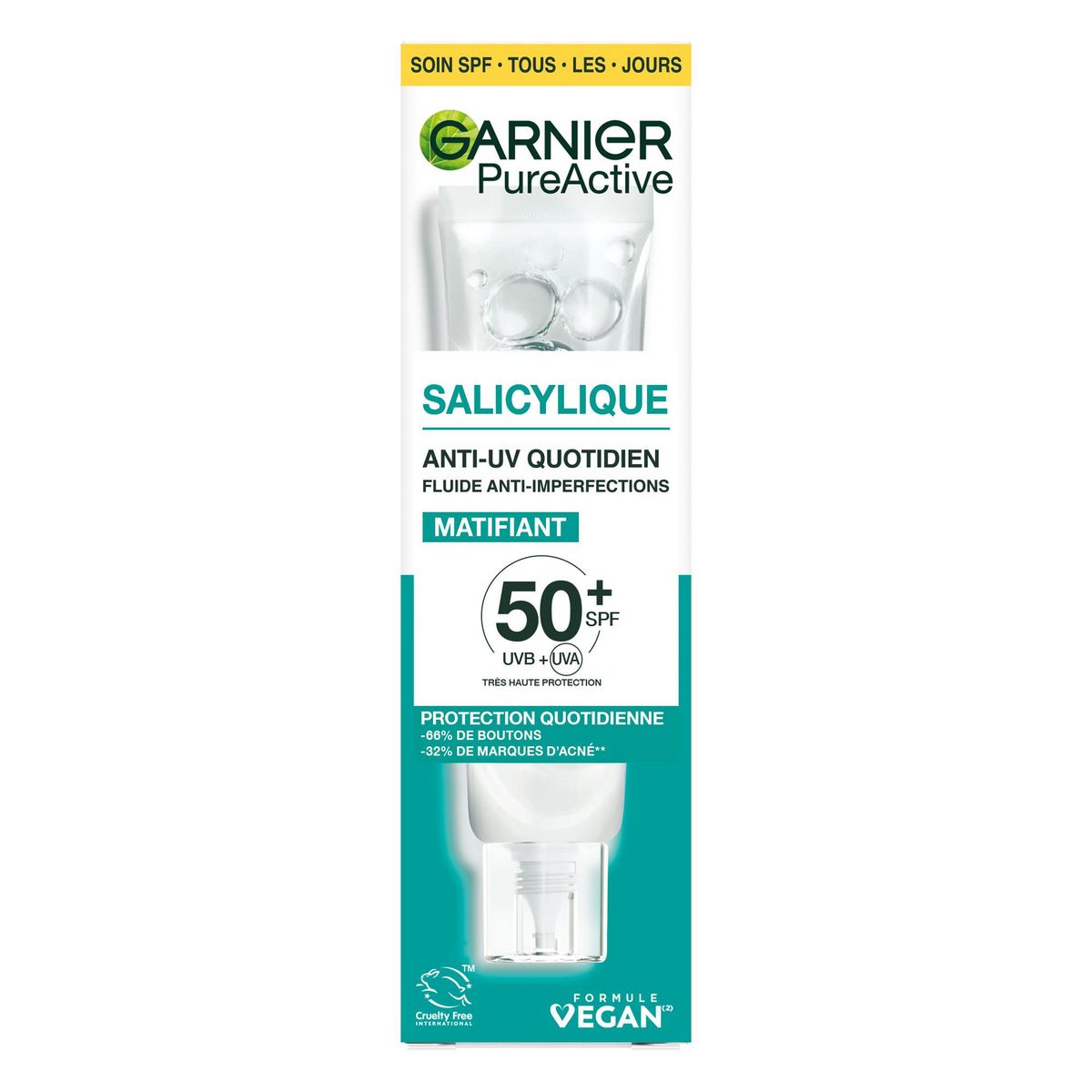 GARNIER PureActive BHA+ Niacinamide Fluide anti-imperfections SPF50+ 40ml