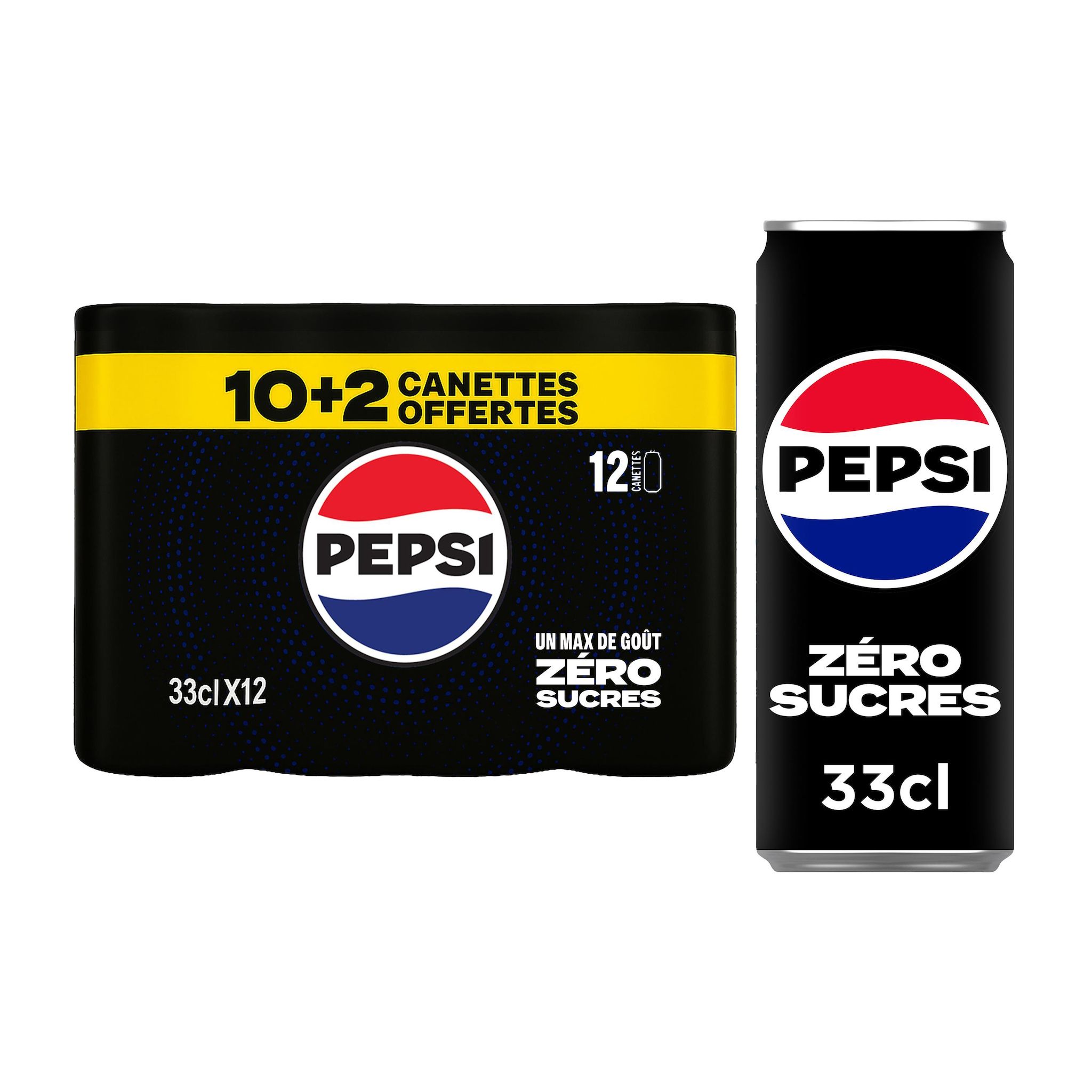 PEPSI Boisson gazeuse aux extraits végétaux sans sucres 10+2 offertes 12x33cl