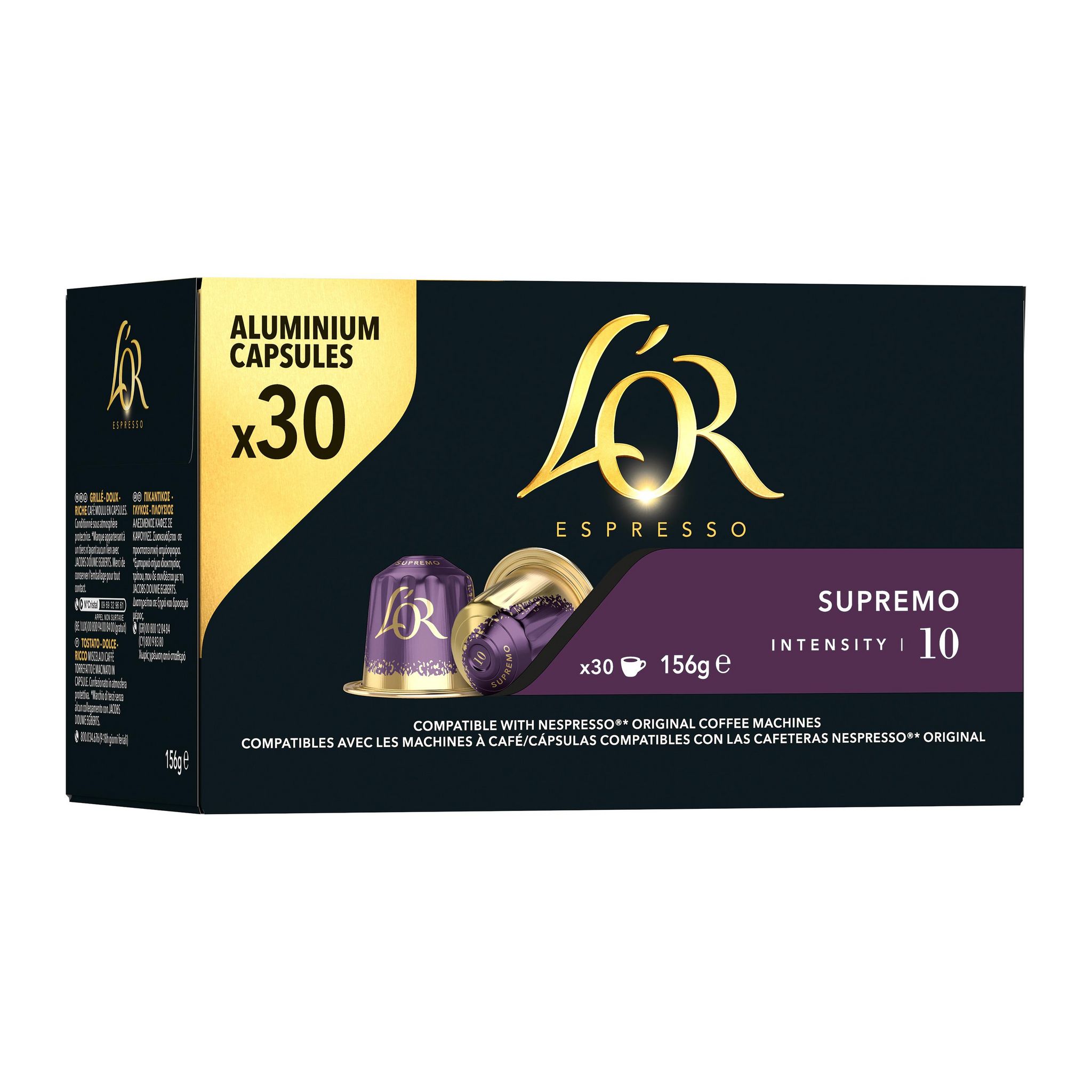 Voir la diapositive 2 : L'OR ESPRESSO Capsules de café Supremo Intensité 10 compatibles Nespresso 30 capsules 156g