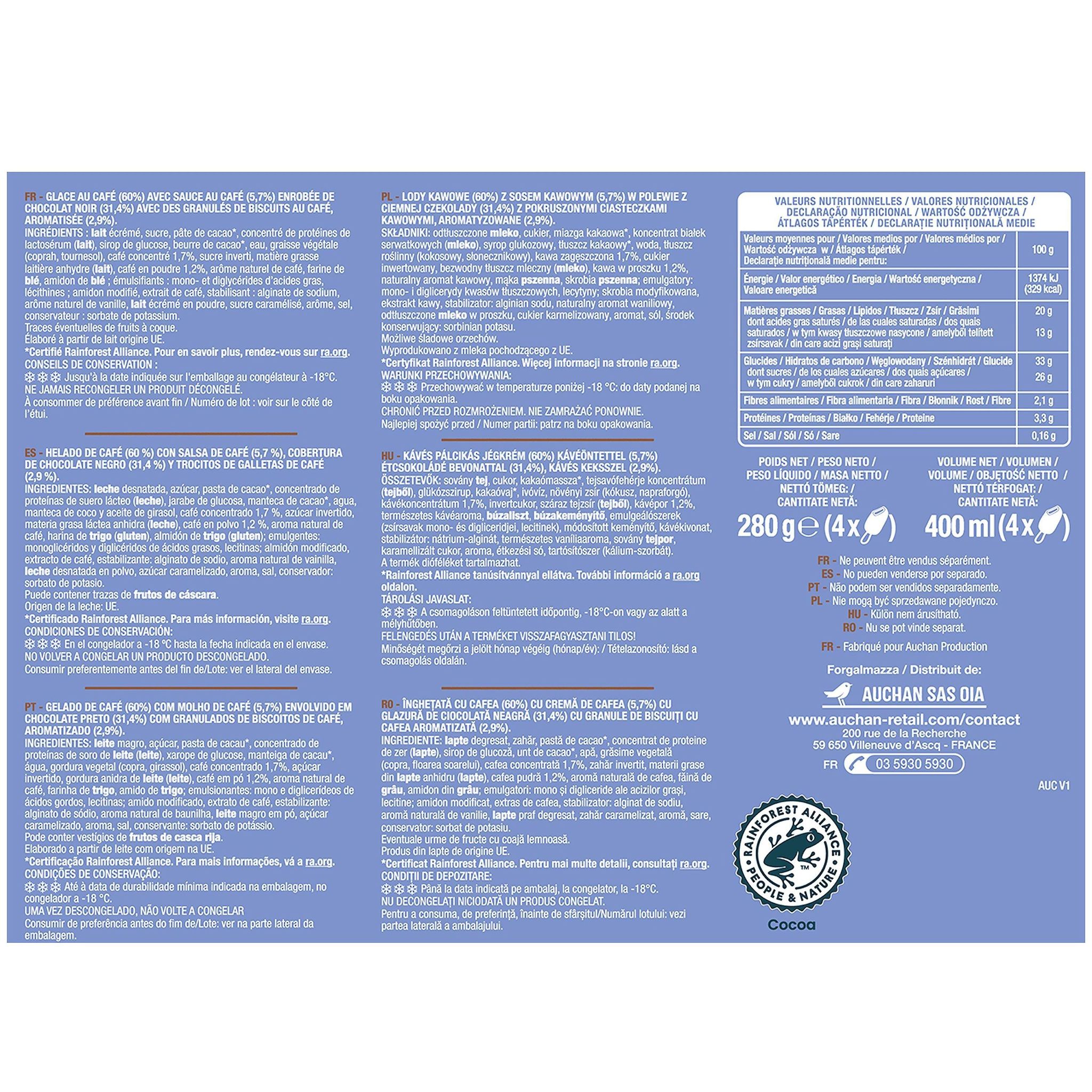 Voir la diapositive 2 : AUCHAN Grand gourmand café 4 pièces 280 g