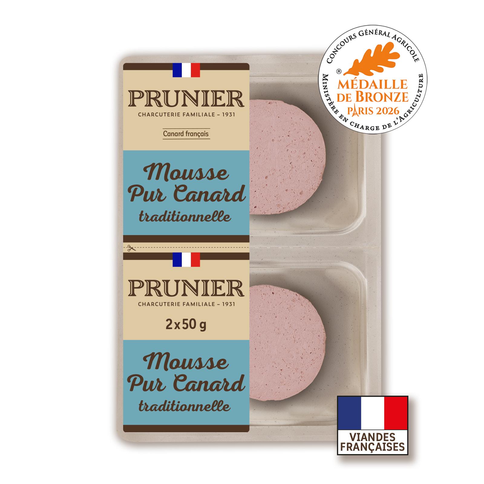 PRUNIER Mousse de pur canard traditionnel 2 pièces 100g