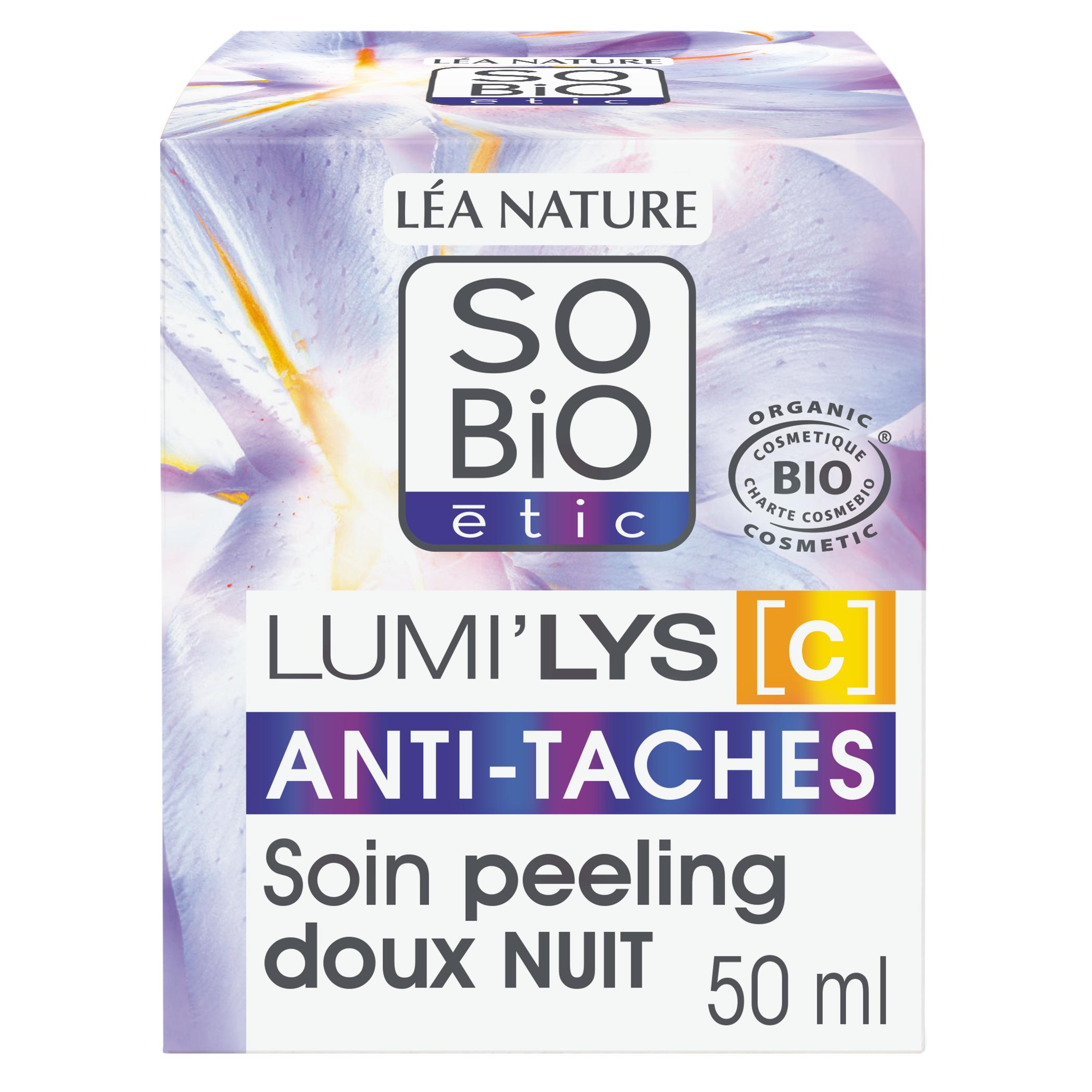 Voir la diapositive 3 : SO BIO ETIC Lumi'Lys C Anti Taches Expert Soin peeling doux nuit 50ml
