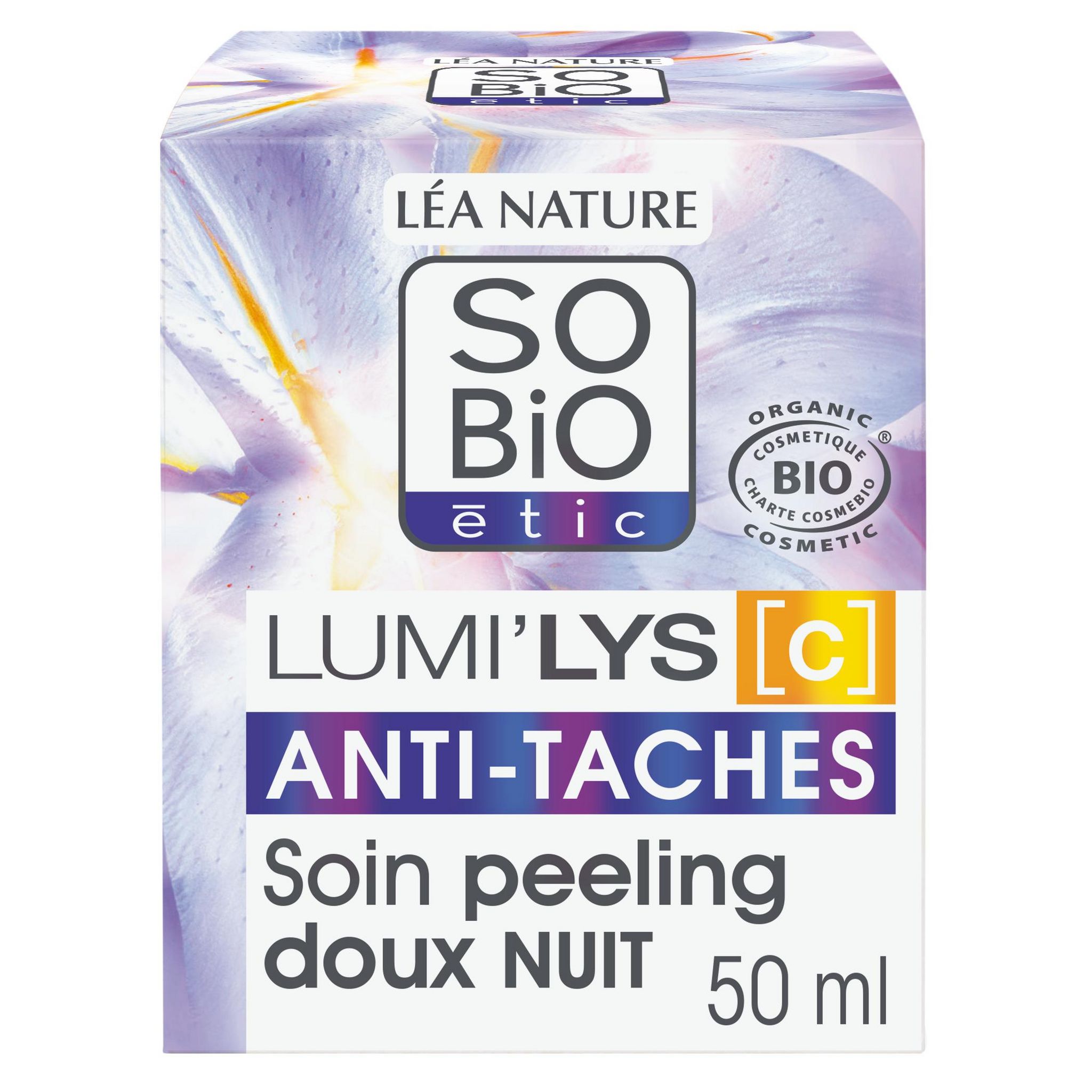 Voir la diapositive 3 : SO BIO ETIC Lumi'Lys C Anti Taches Expert Soin peeling doux nuit 50ml