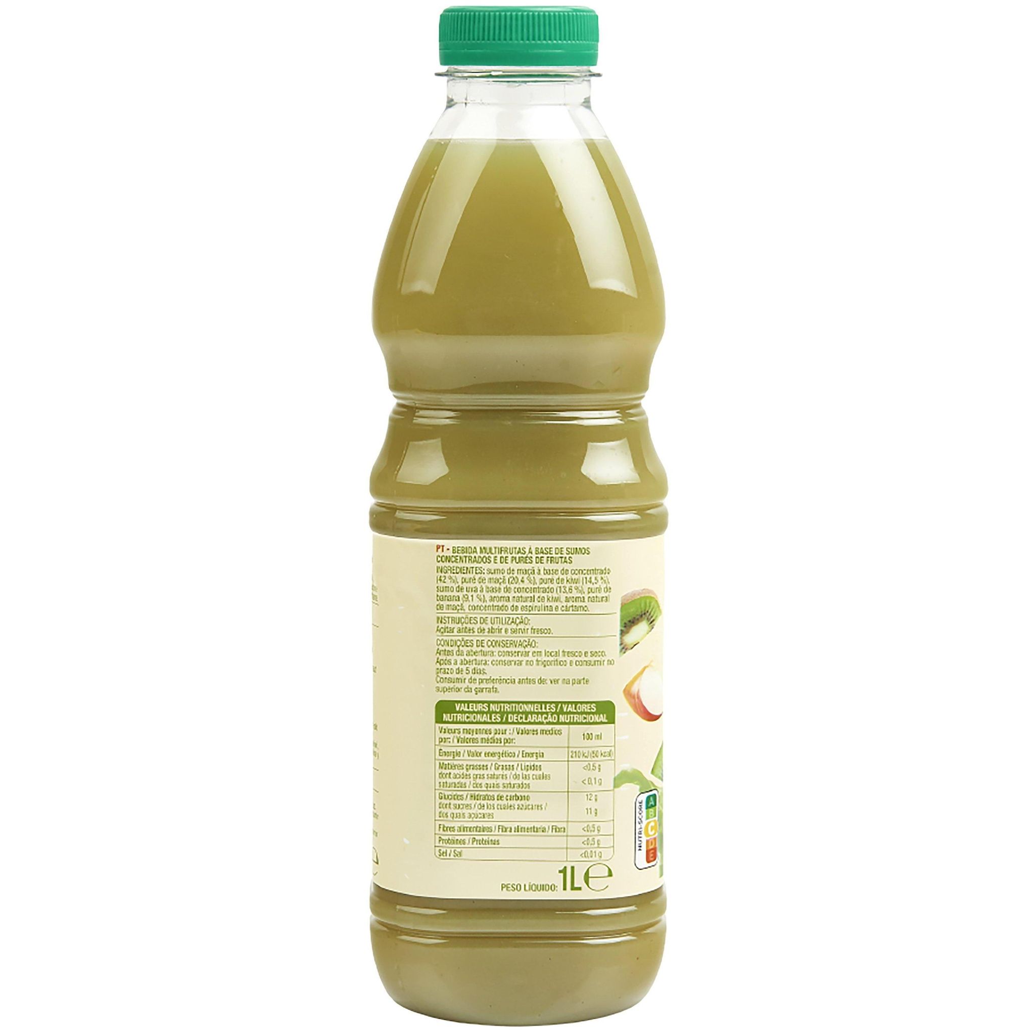 Voir la diapositive 2 : AUCHAN Smoothie pomme kiwi 1l