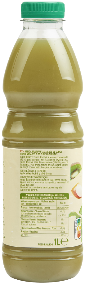 Voir la diapositive 3 : AUCHAN Smoothie pomme kiwi 1l