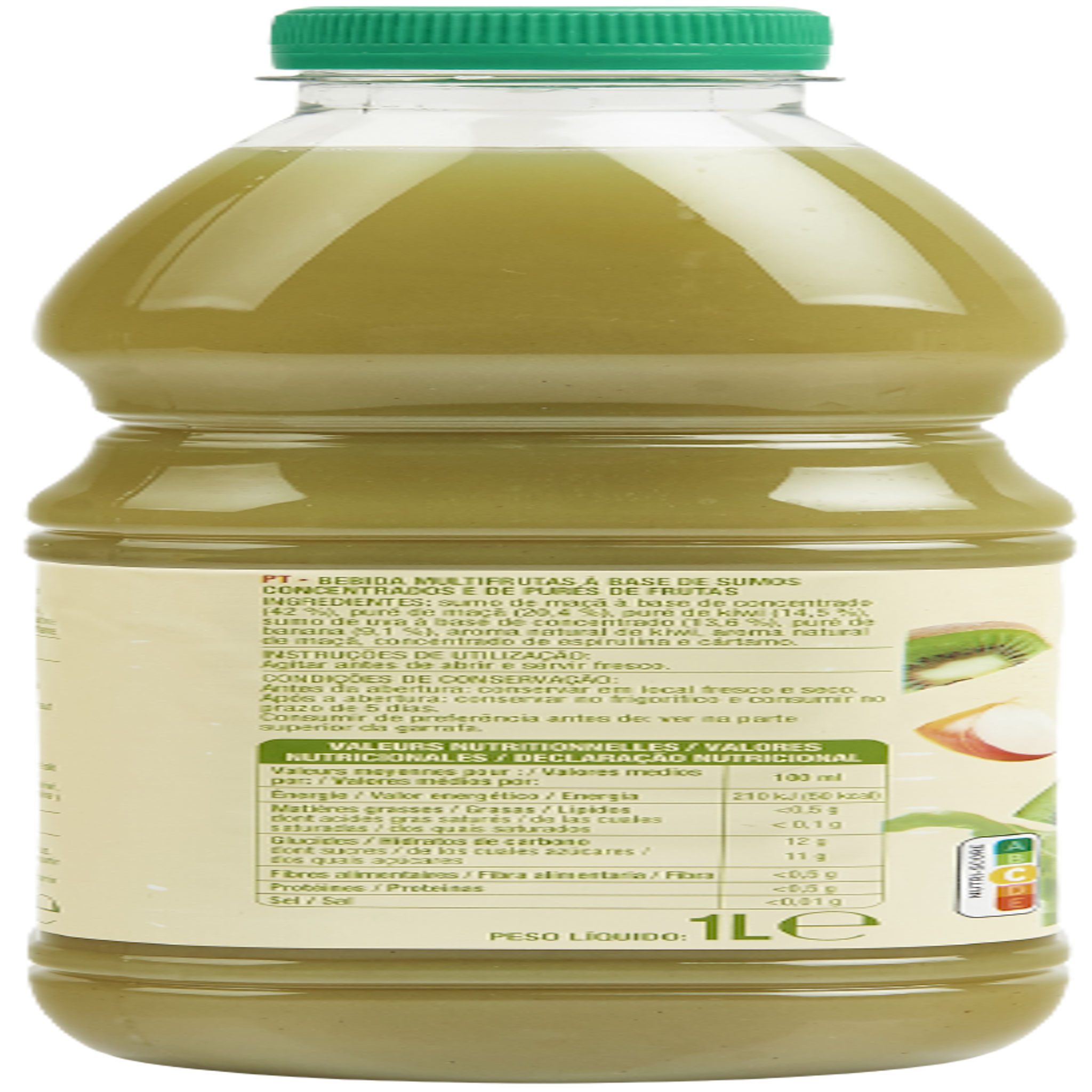 Voir la diapositive 3 : AUCHAN Smoothie pomme kiwi 1l