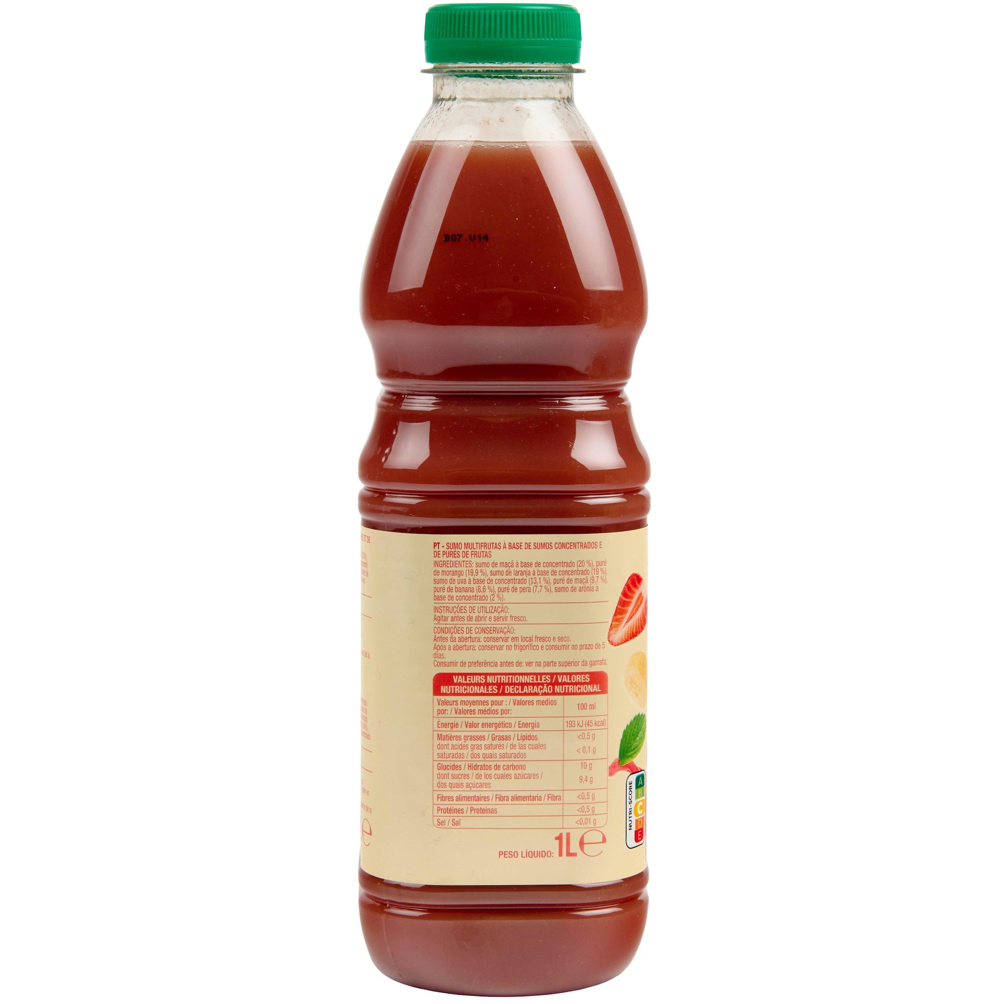 Voir la diapositive 3 : AUCHAN Smoothie fraise banane 1l