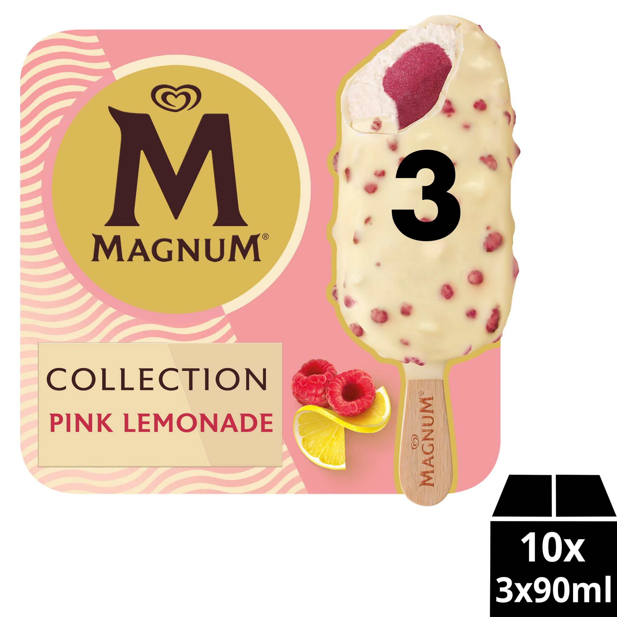 Voir la diapositive 2 : MAGNUM Bâtonnets glacés limonade rose citron sorbet framboise bonbons pétillants 3 pièces 208g