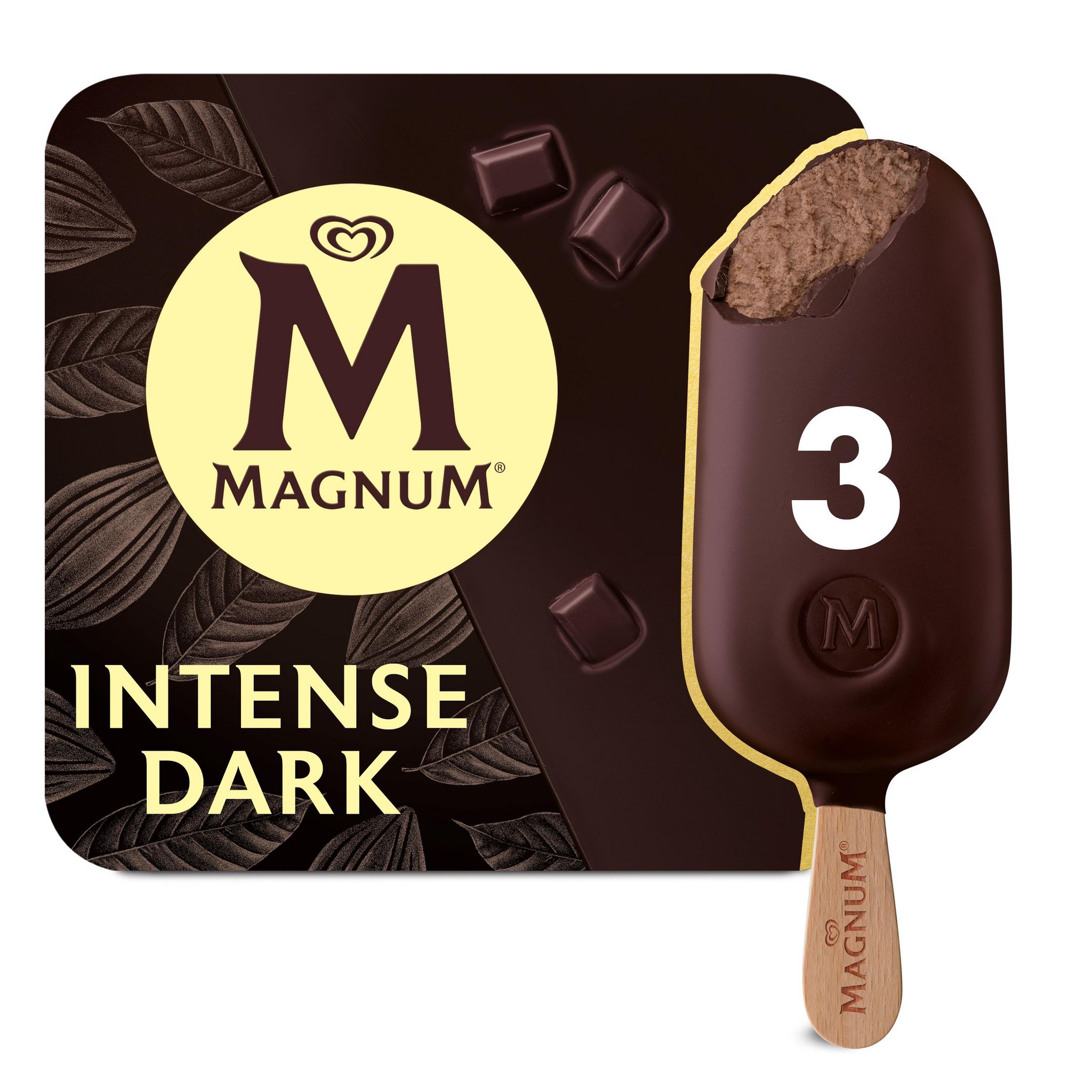 Voir la diapositive 2 : MAGNUM Bâtonnets glacés dark intense au chocolat 3 pièces 222g