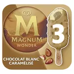 MAGNUM Bâtonnet glacé chocolat blanc caramélisé 3 pièces 208g