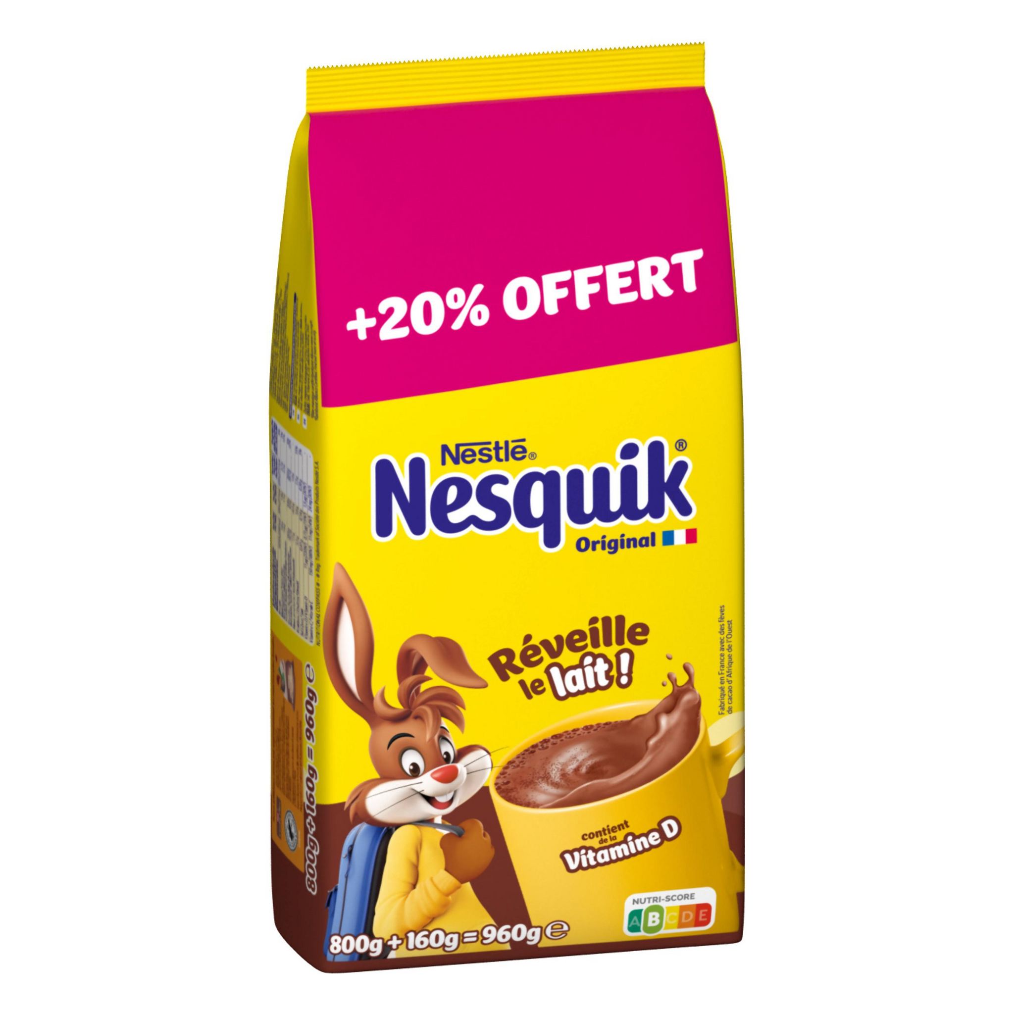 Voir la diapositive 2 : NESQUIK Chocolat en poudre en sachet 160g offerts 960g