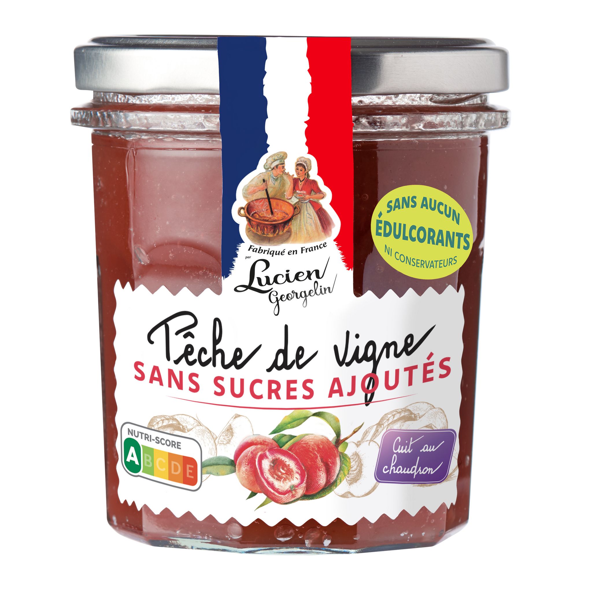 LUCIEN Confiture pêche de vigne sans sucres ajoutés cuit au