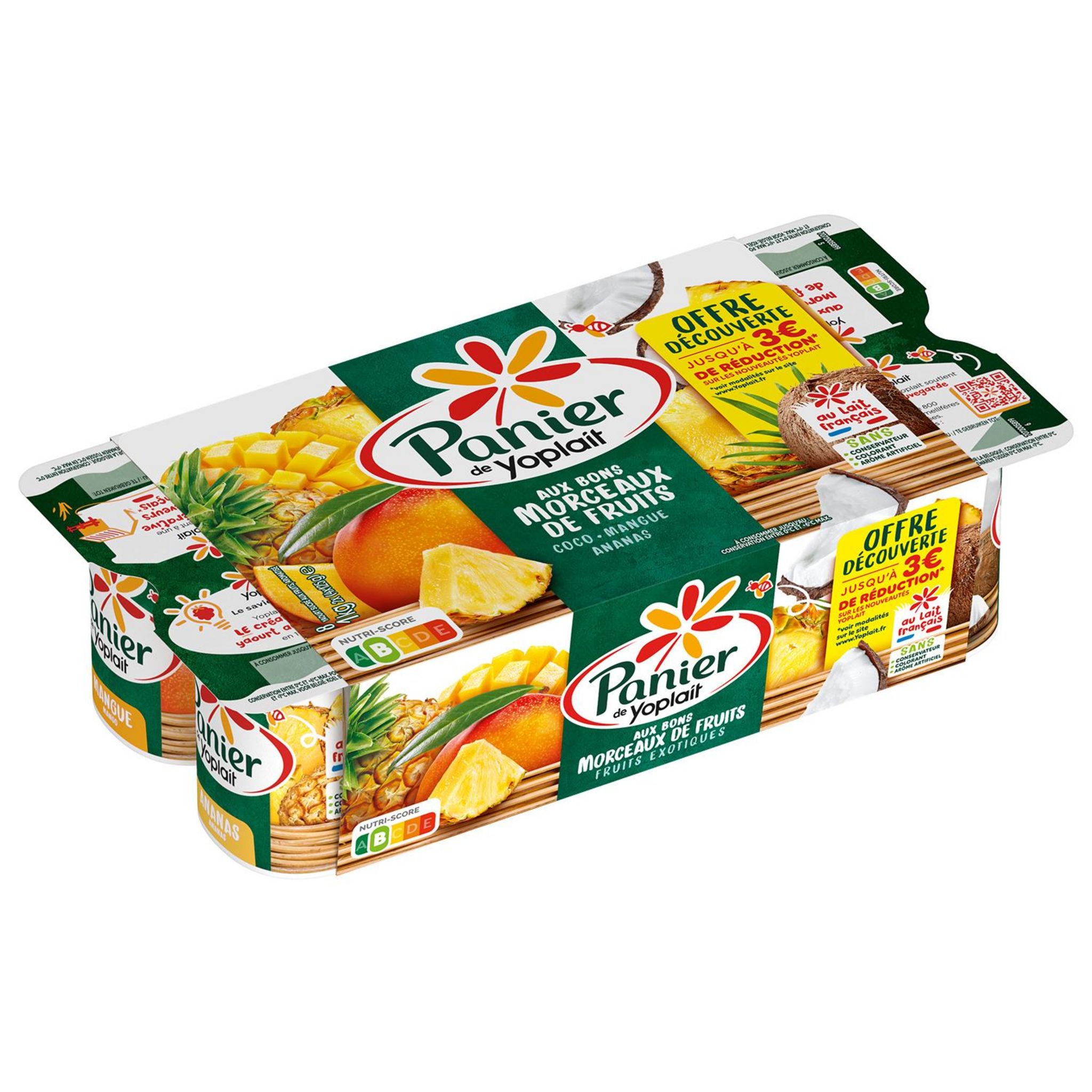 PANIER DE YOPLAIT Yaourt aux bons morceaux de fruits exotiques 8x125g