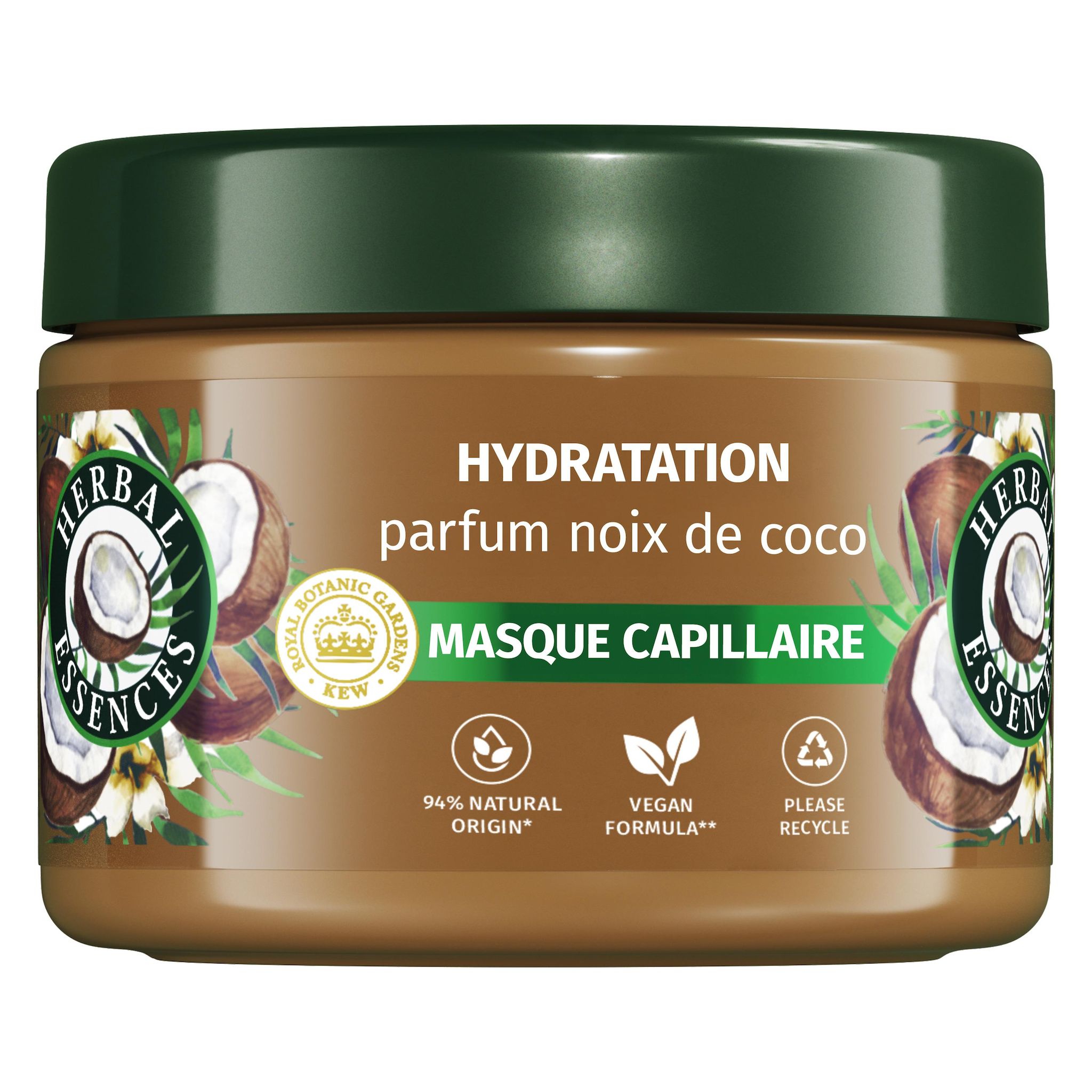 Voir la diapositive 2 : HERBAL ESSENCES Masque capillaire hydratation parfum noix de coco 500 ml