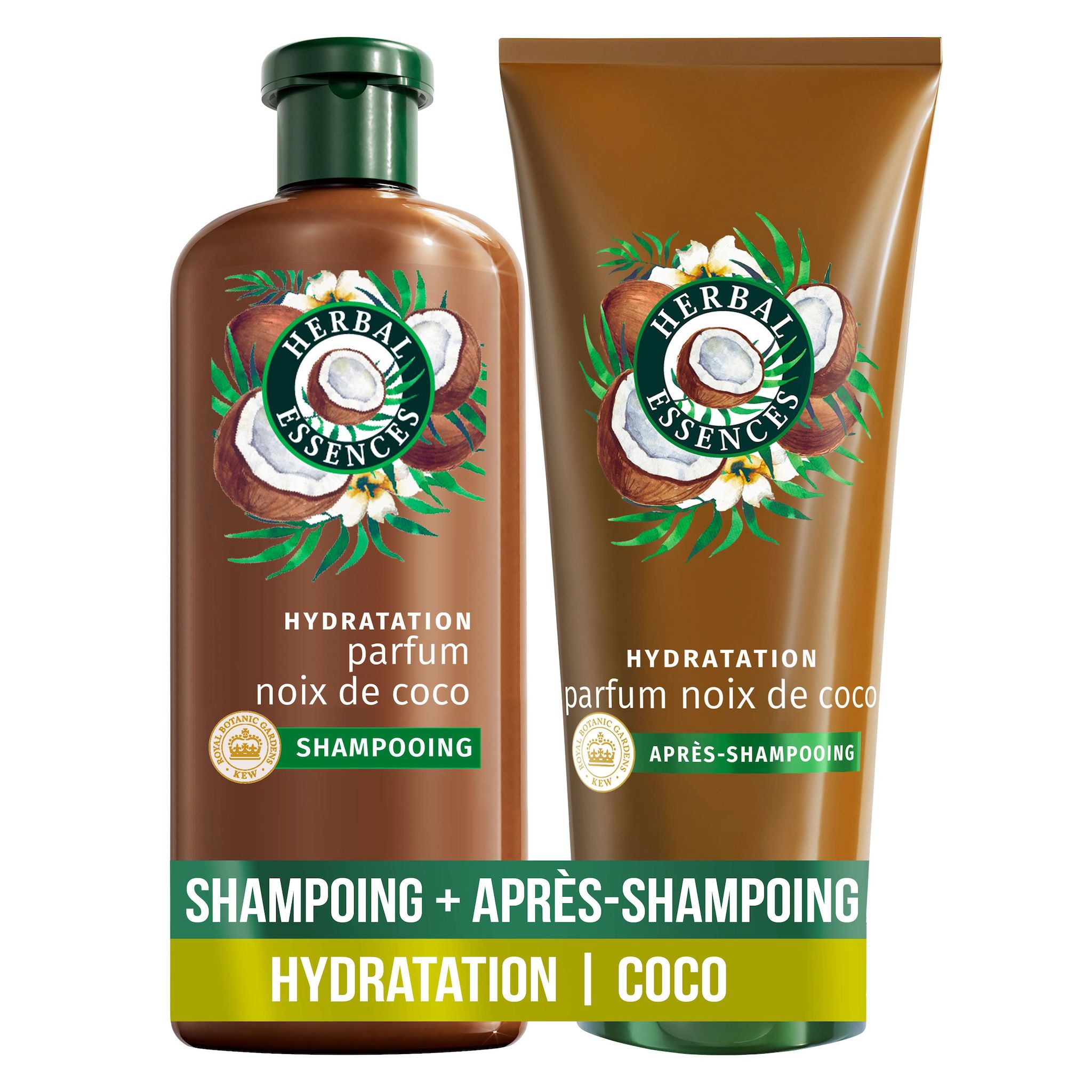 HERBAL ESSENCES Shampooing et après shampooing hydratation parfum noix de coco 1 shampooing + 1 après shampooing 2 produits