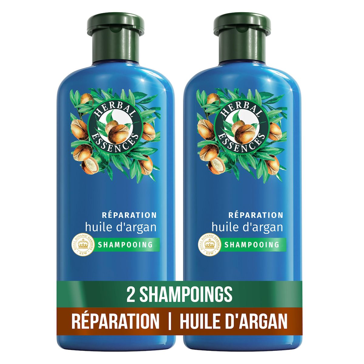 HERBAL ESSENCES Shampooing réparation huile d'argan 2x250ml
