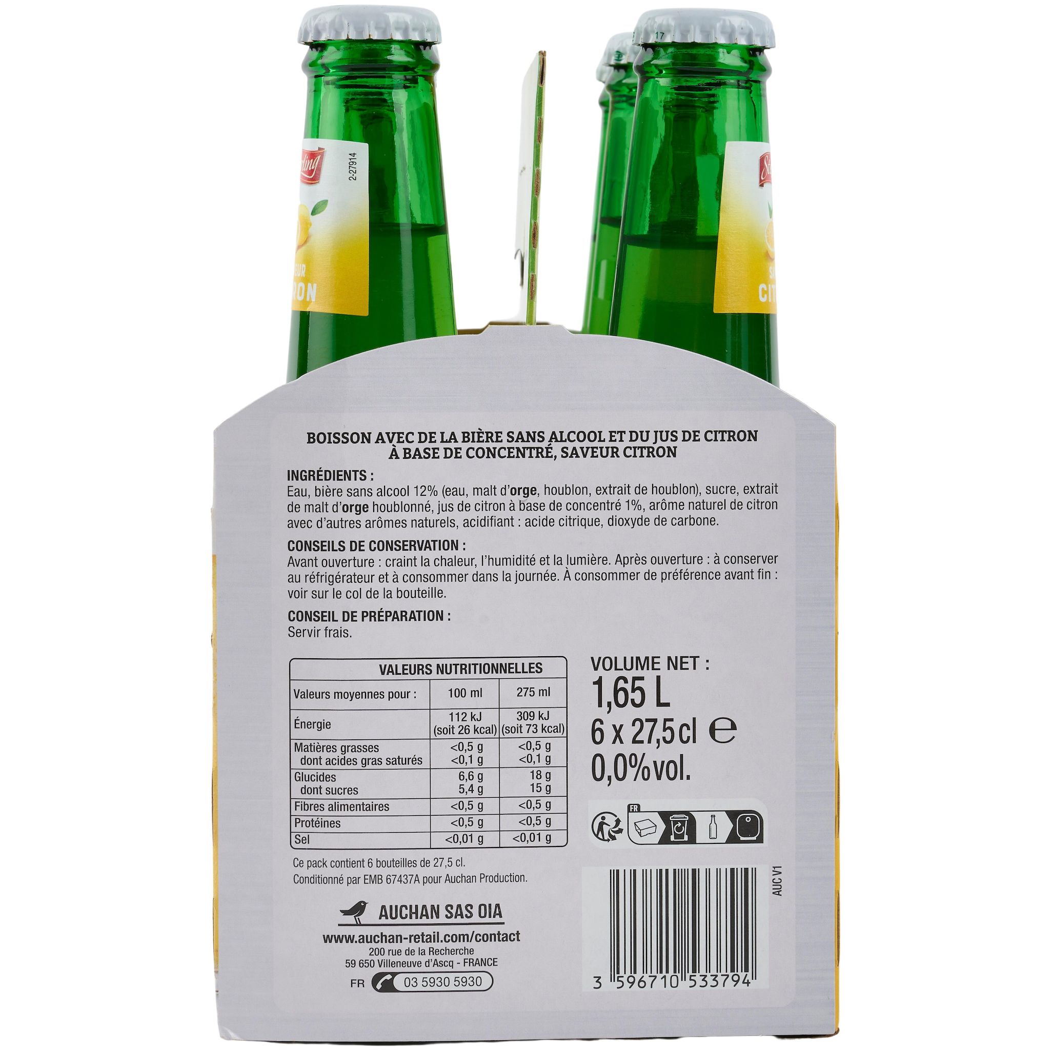 Voir la diapositive 3 : STERLING Bière aromatisée citron 0% bouteilles 6x27,5cl