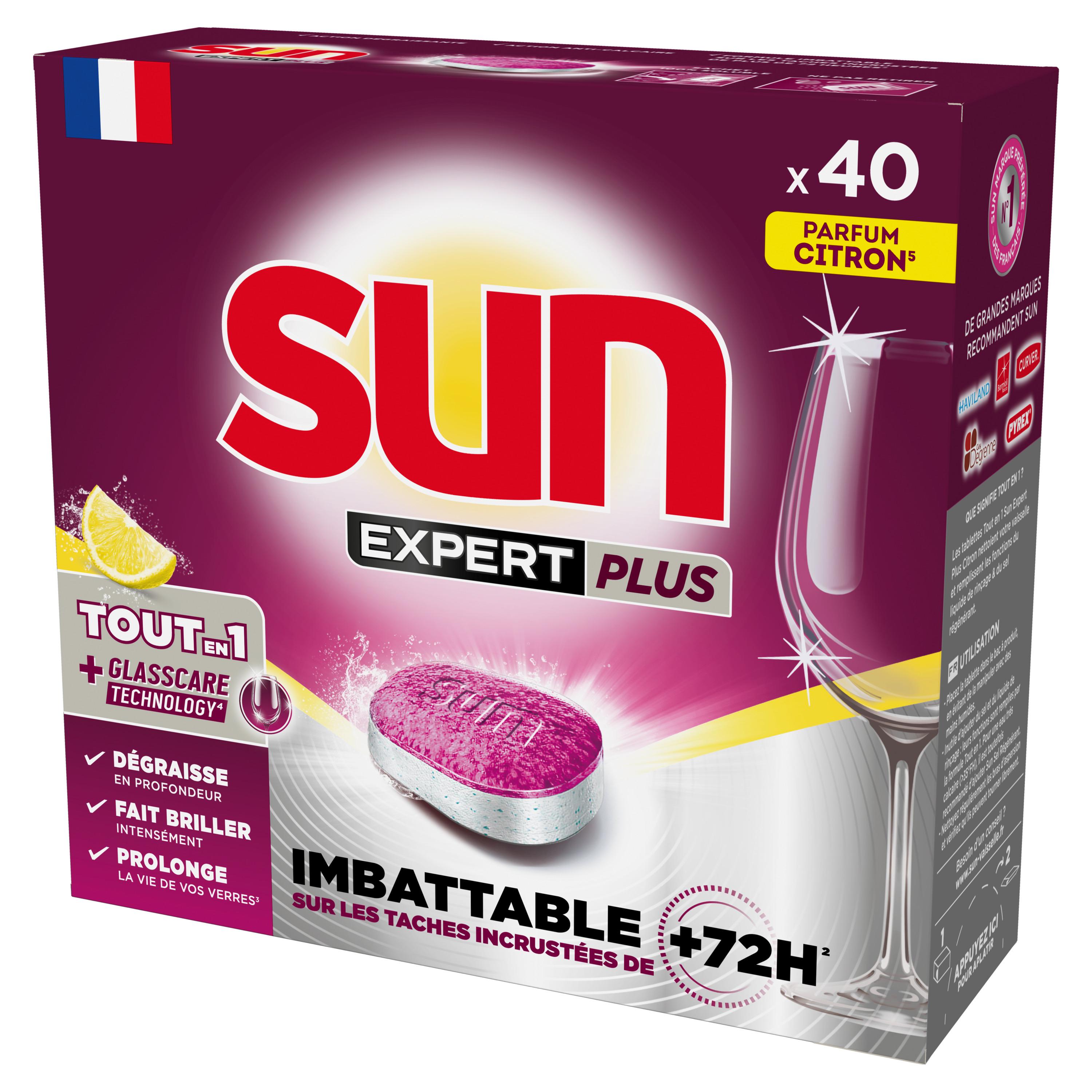 Voir la diapositive 2 : SUN Expert plus Tablettes lave-vaisselle tout en 1 citron 40 lavages 700g
